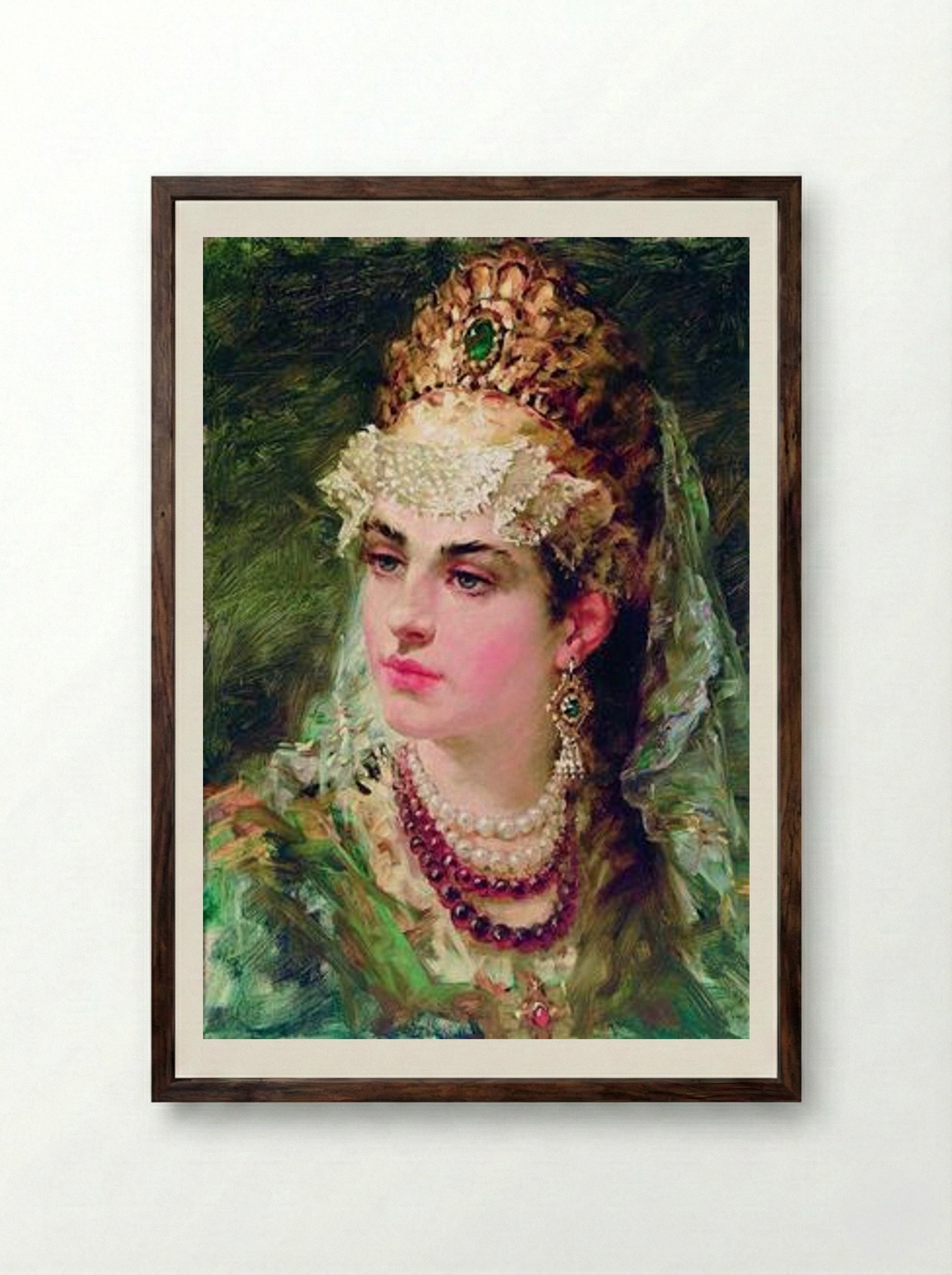 Boyaryshnya - Konstantin Makovsky - Framed Print Dark Wood