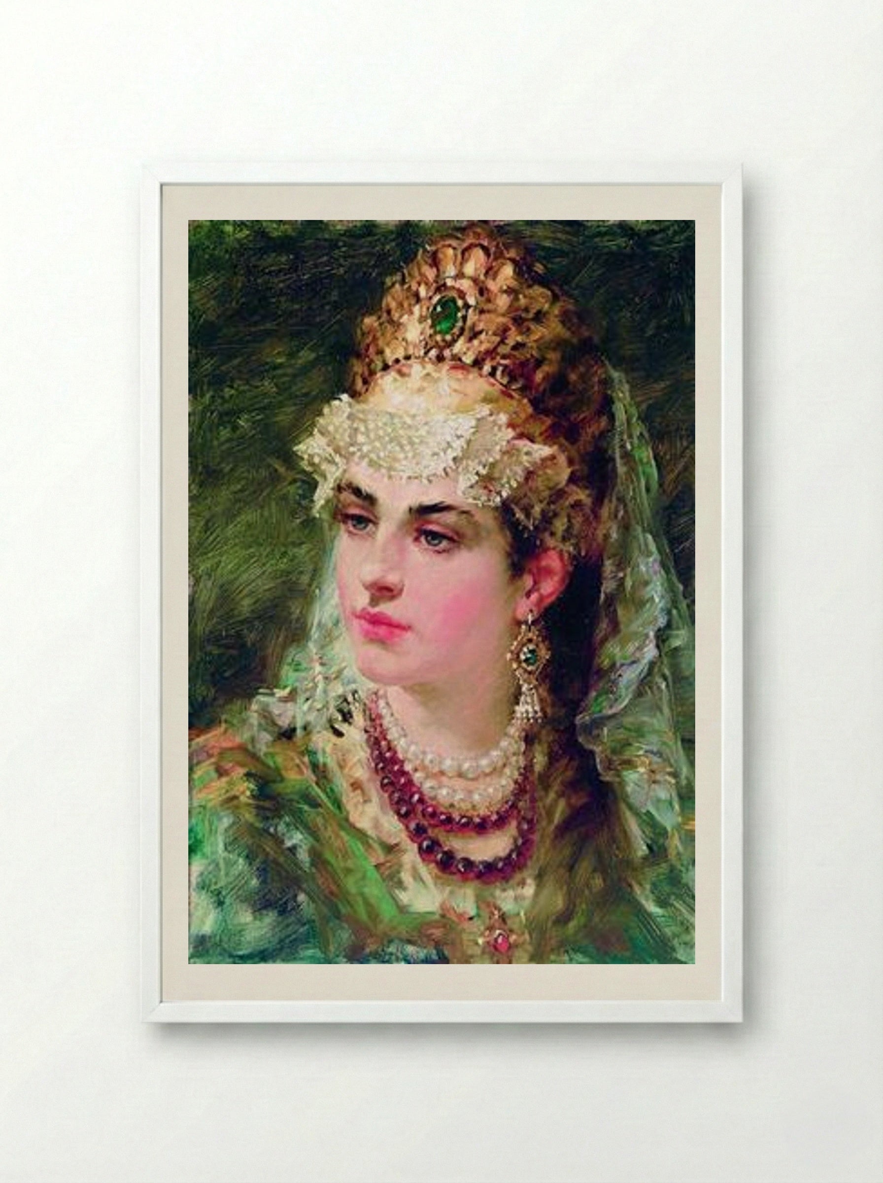 Boyaryshnya - Konstantin Makovsky - Framed Print White