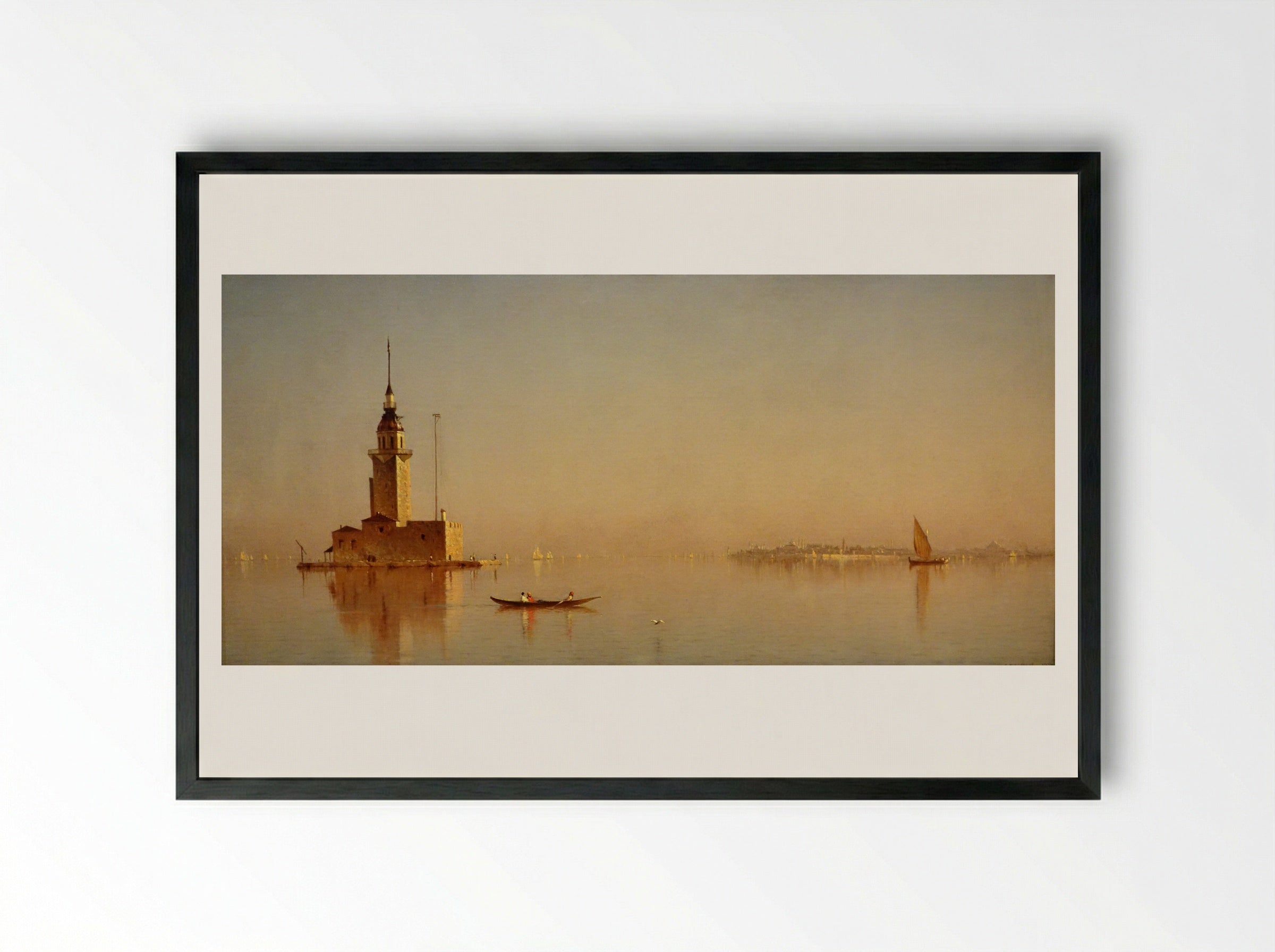 Leander's Tower on the Bosporus - Sanford Robinson Gifford - Framed Print Black