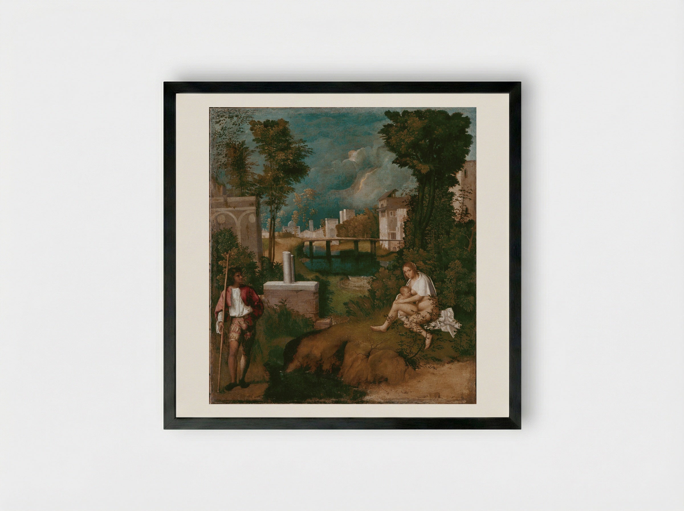 The Tempest - Giorgione - Framed Print Black
