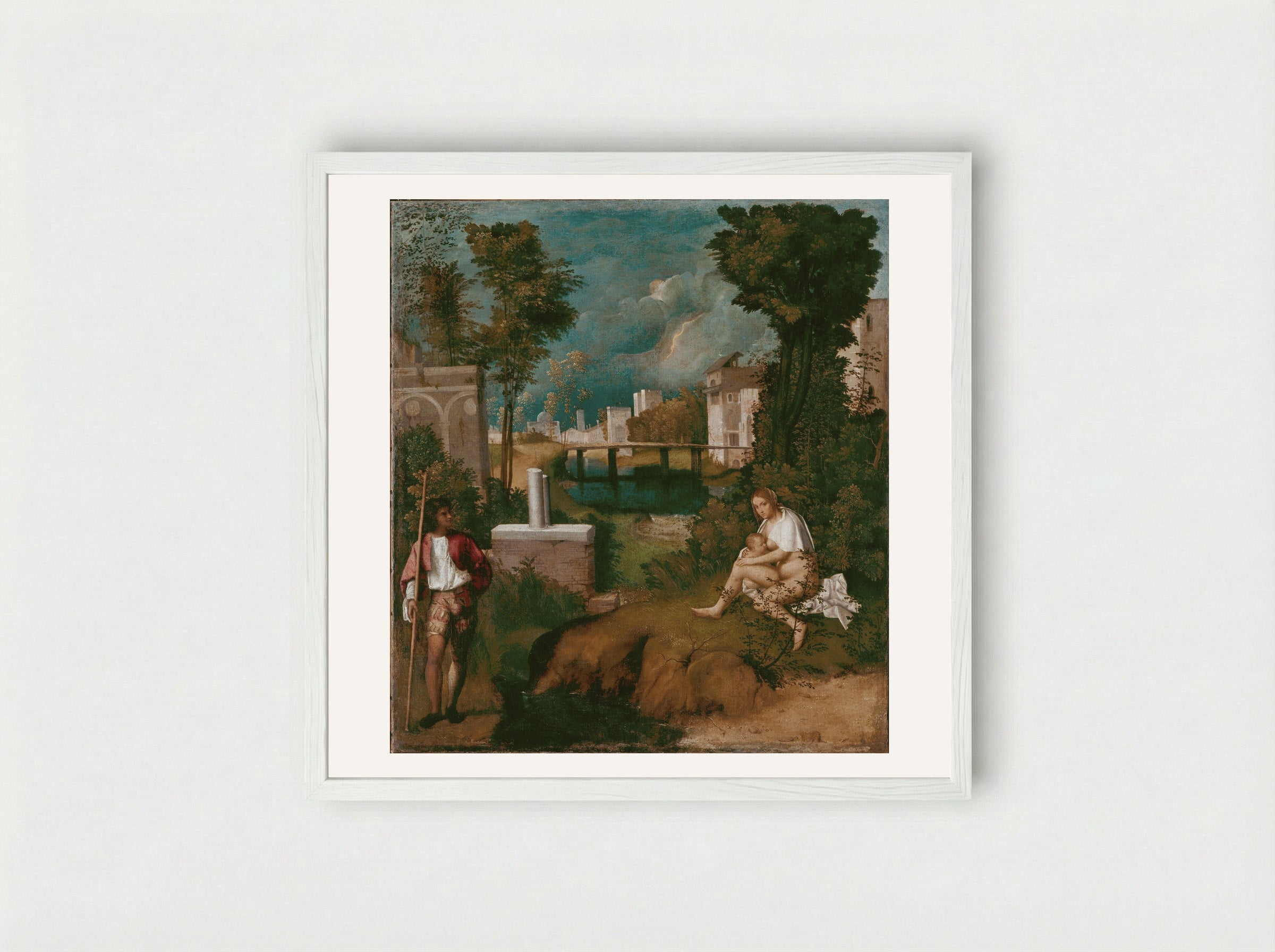 The Tempest - Giorgione - Framed Print White