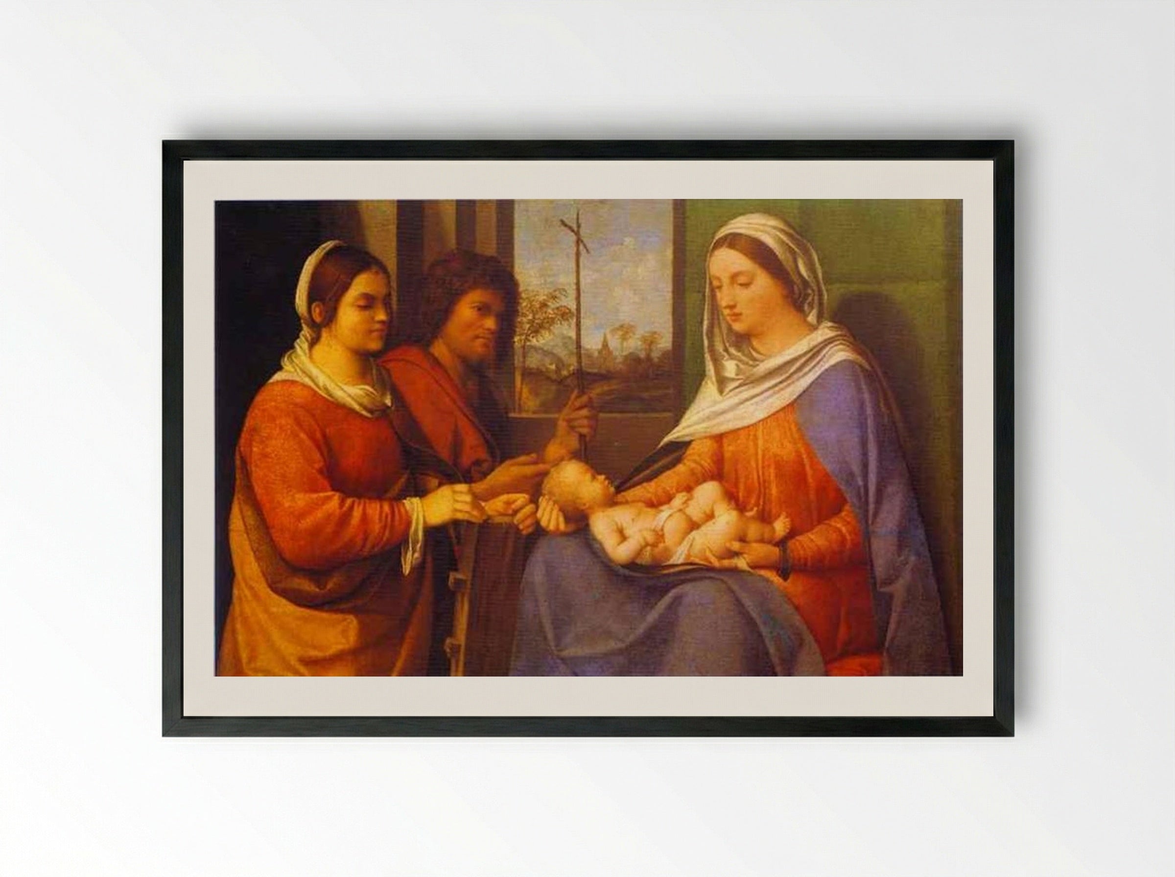 Sacred Conversation - Giorgione - Framed Print Black