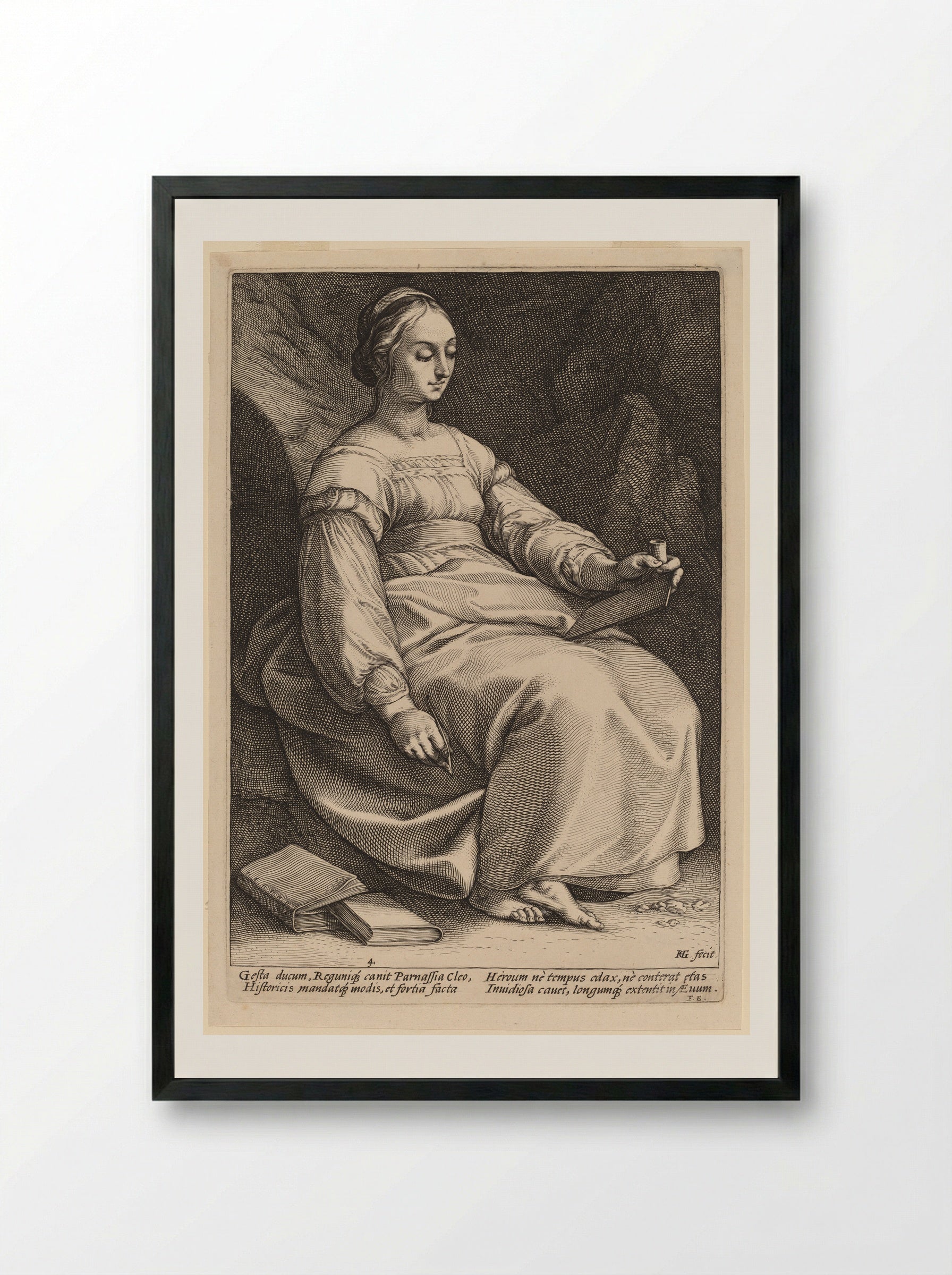 Clio - Hendrick Goltzius - Framed Print Black