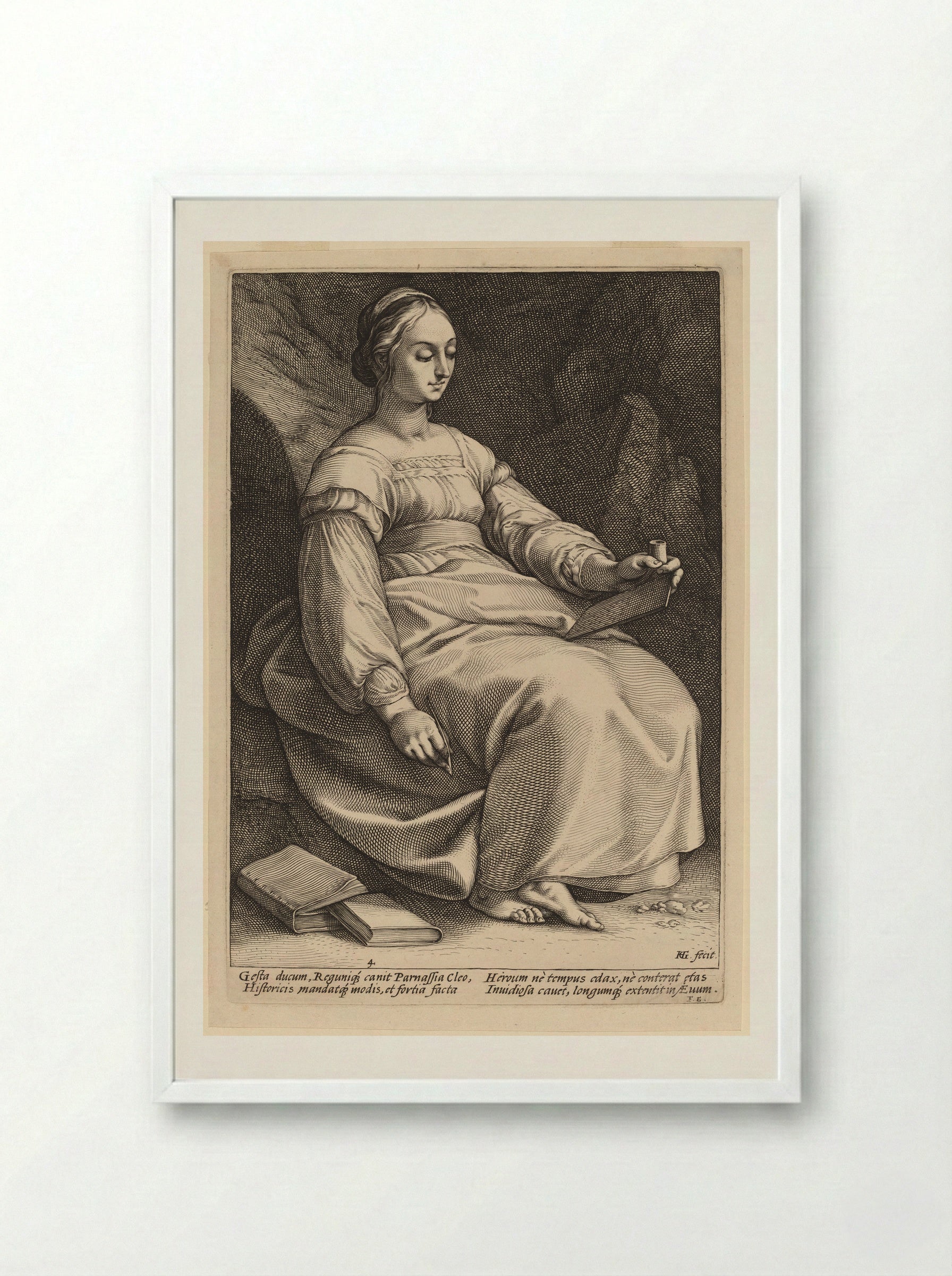 Clio - Hendrick Goltzius - Framed Print White