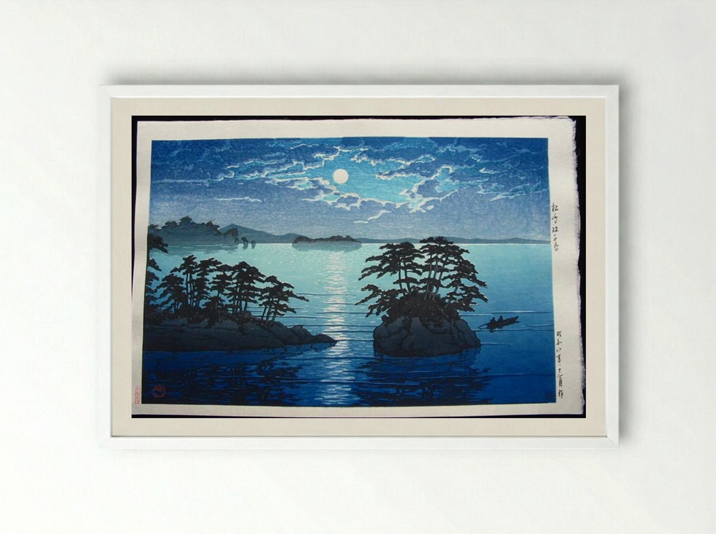 Full Moon at Fugato Island - Hasui Kawase - Framed Print White