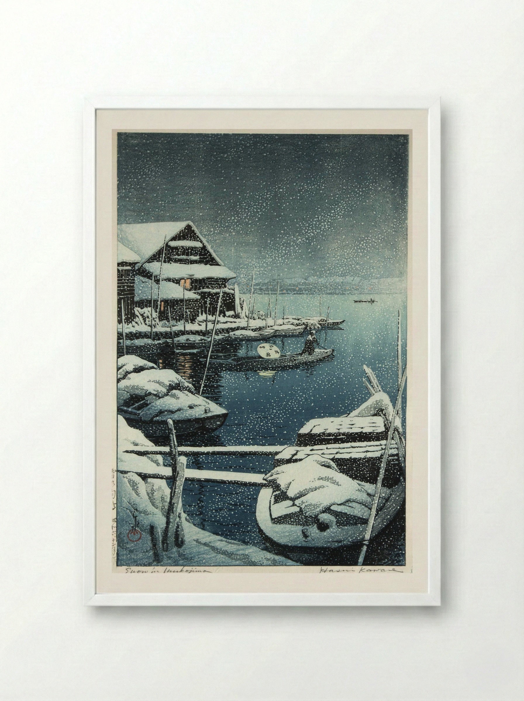 Snow at Mukojima - Hasui Kawase - Framed Print White