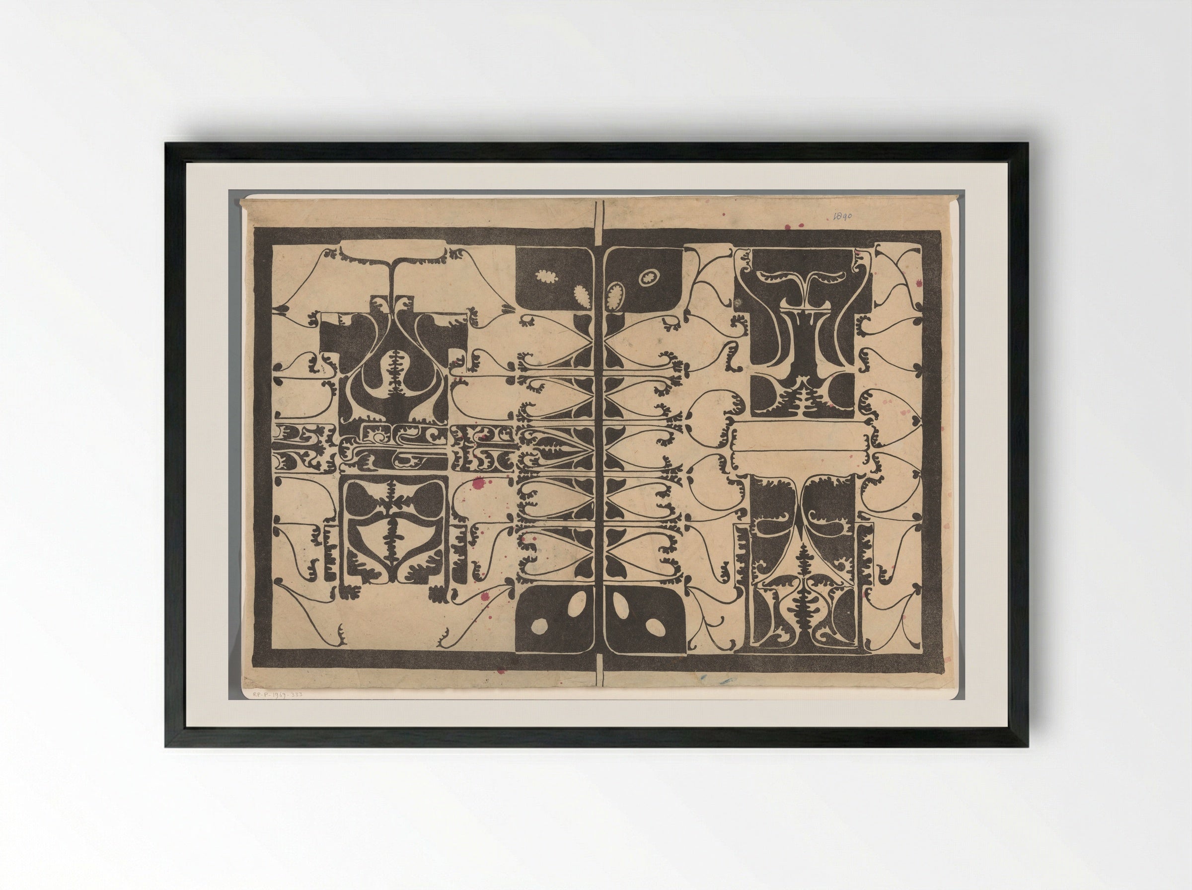 Omslag met gestileerde plantmotieven - Carel Adolph Lion Cachet - Framed Print Black