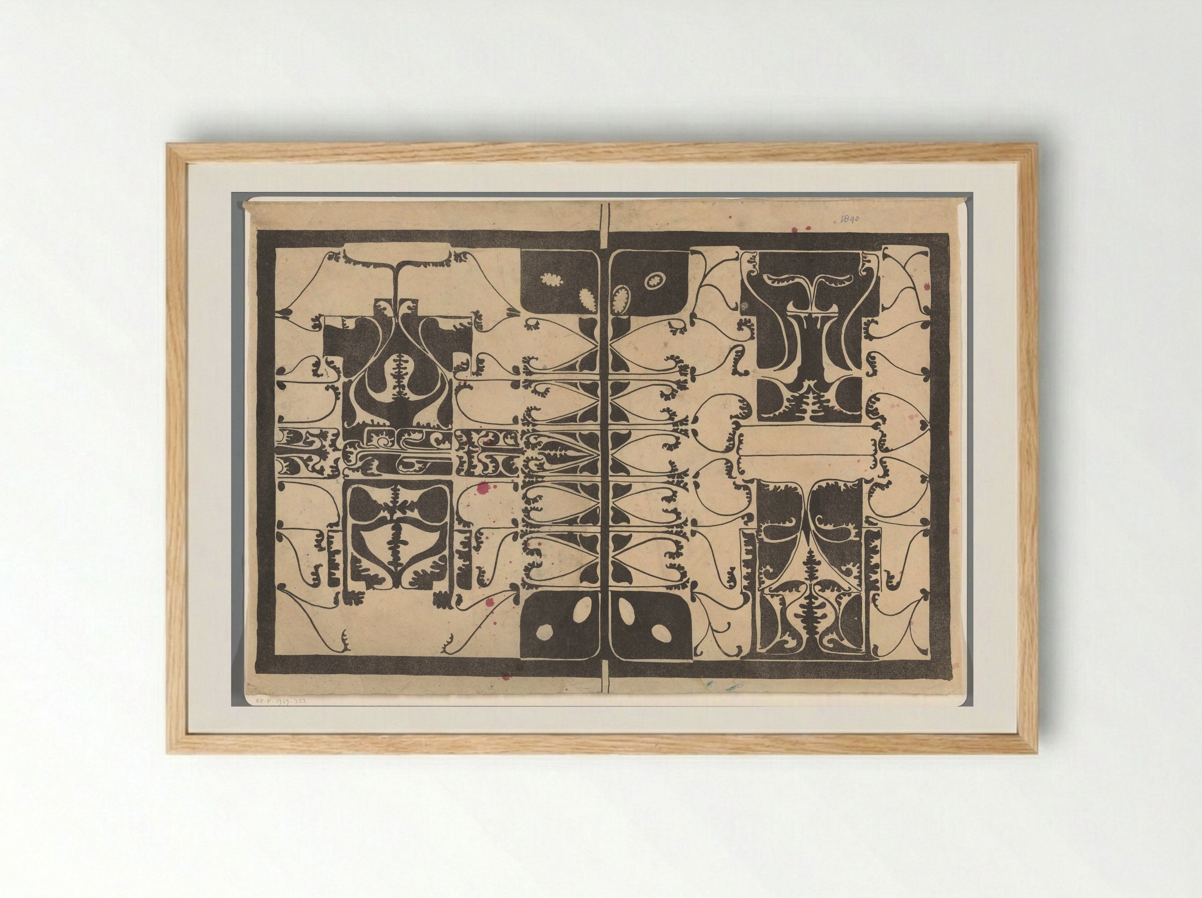 Omslag met gestileerde plantmotieven - Carel Adolph Lion Cachet - Framed Print Wood