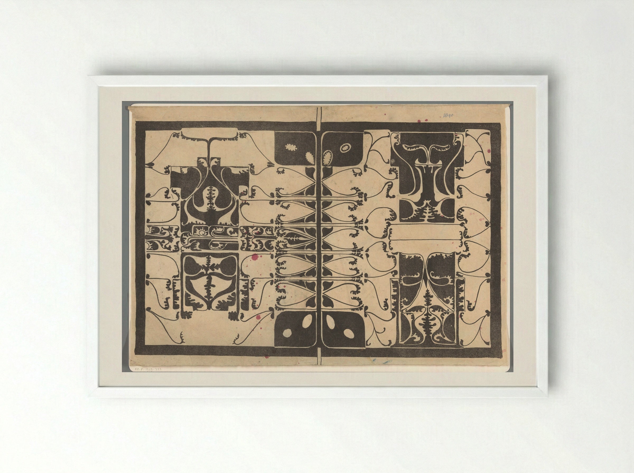 Omslag met gestileerde plantmotieven - Carel Adolph Lion Cachet - Framed Print White