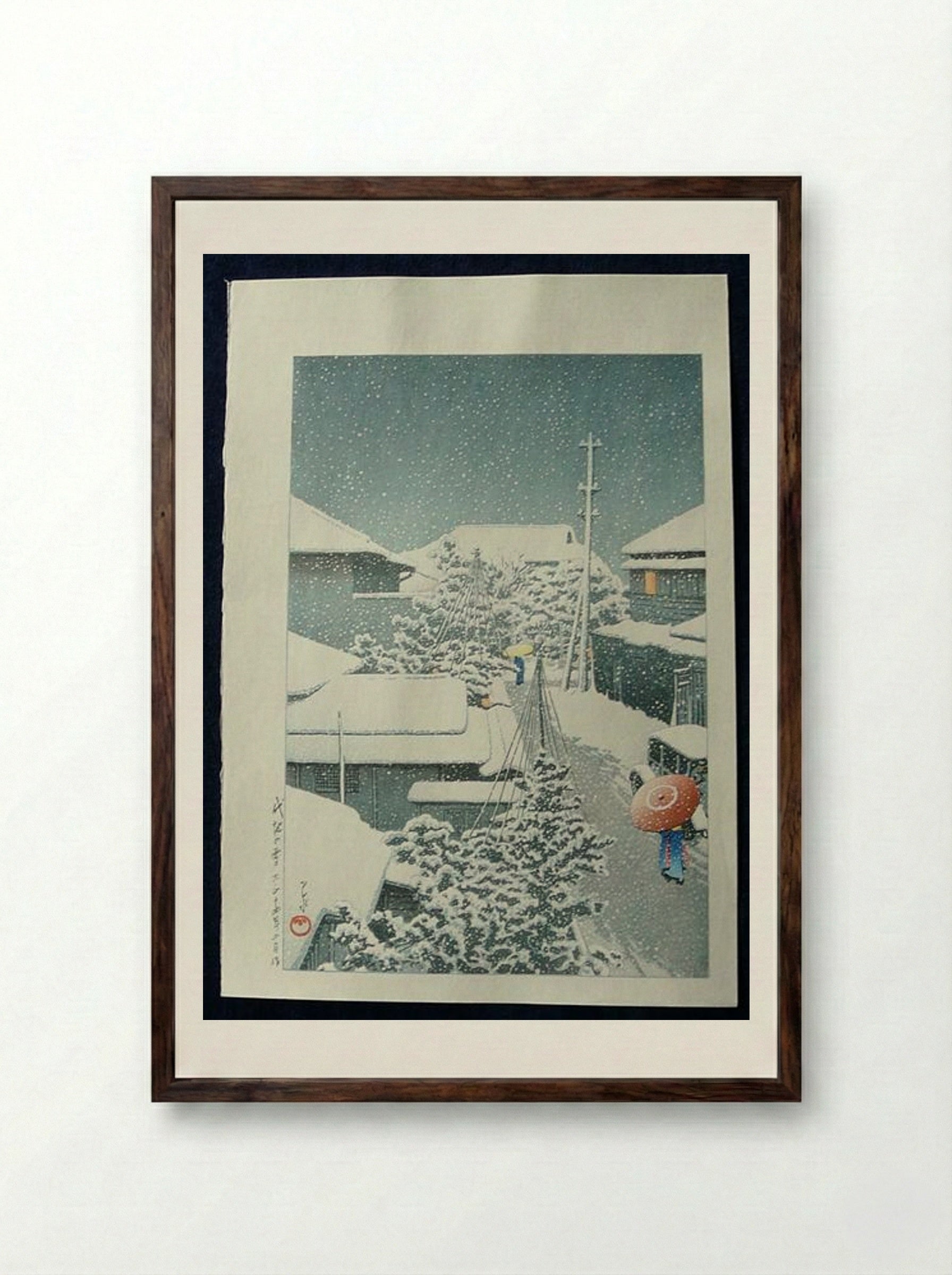Snow at Shirochi - Hasui Kawase - Framed Print Dark Wood