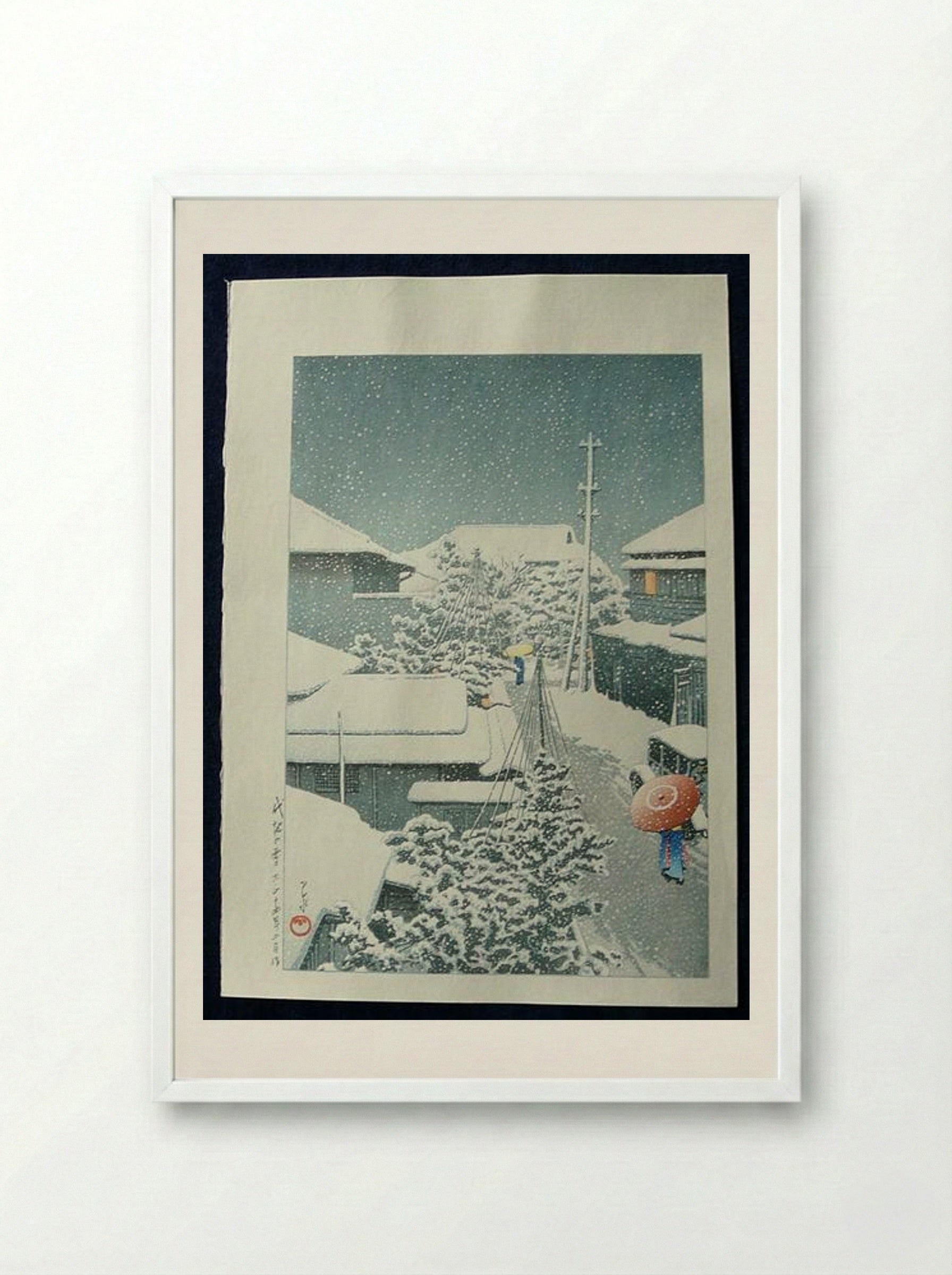 Snow at Shirochi - Hasui Kawase - Framed Print White