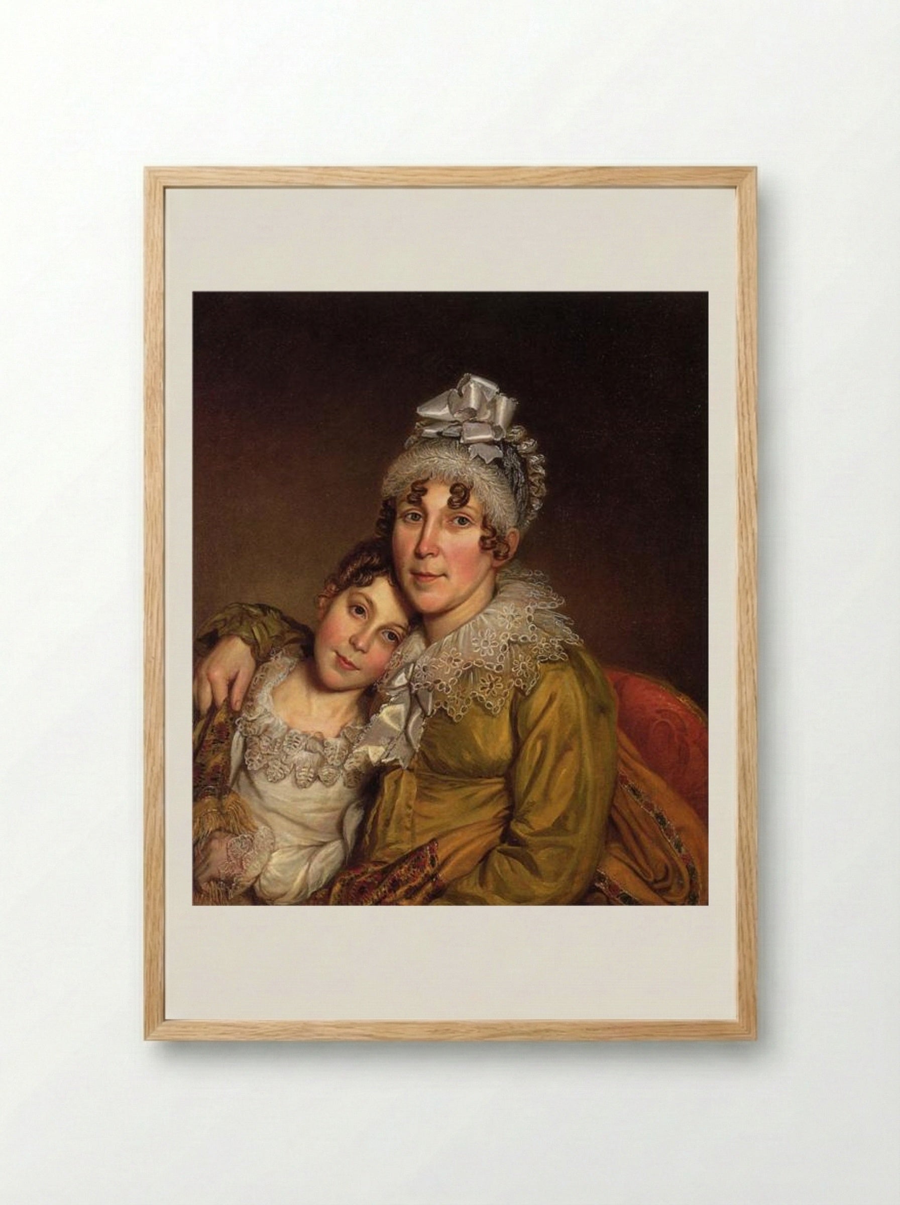 Mother Caressing Her Convalescent Daughter - Charles Willson Peale - Framed Print Wood