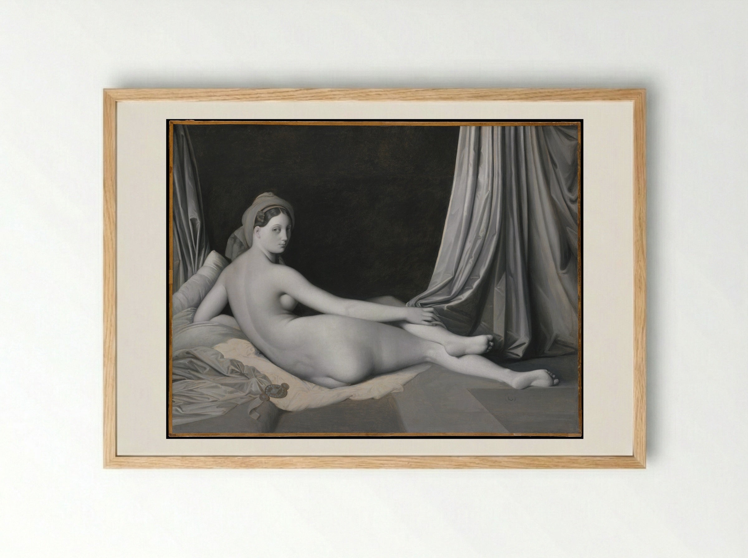 Odalisque in Grisaille - Jean Auguste Dominique Ingres - Framed Print Wood
