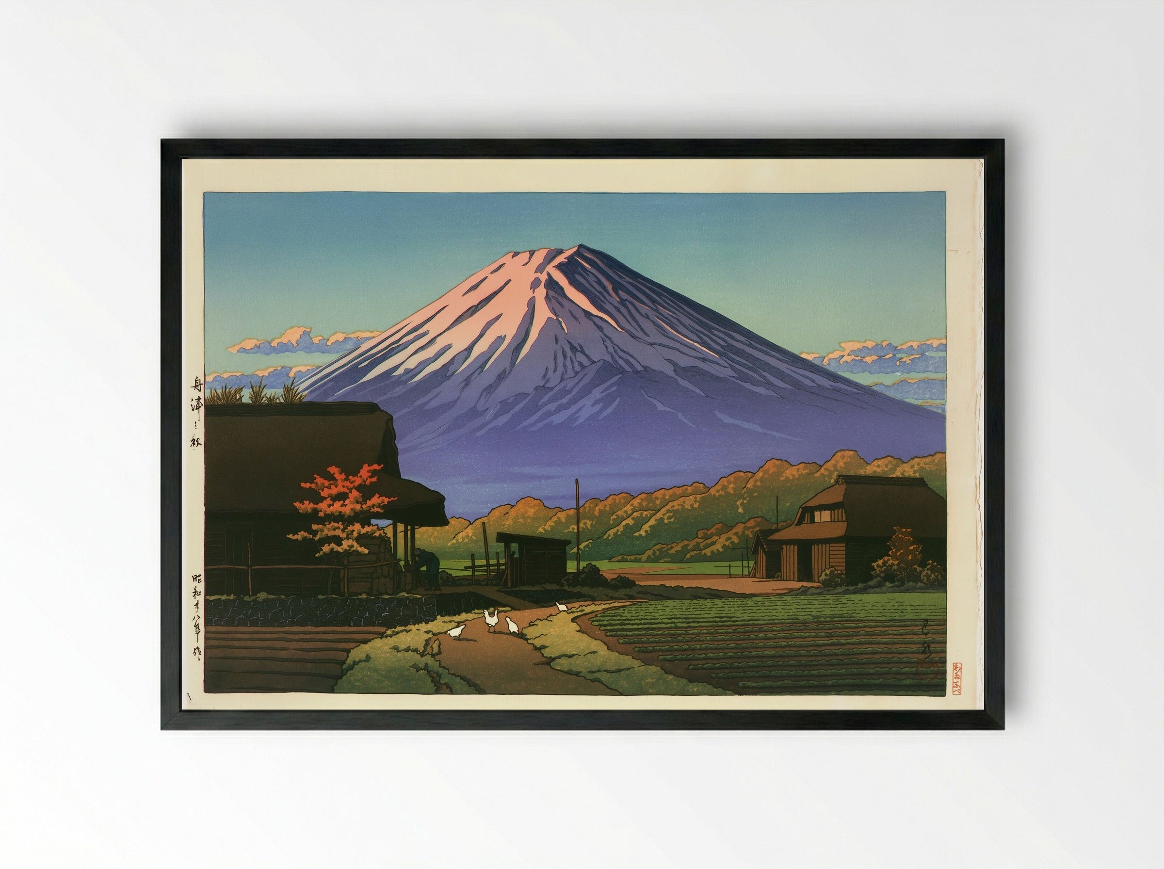 Autumn at Funatsu, Near Lake Kawaguchi - Hasui Kawase - Framed Print Black