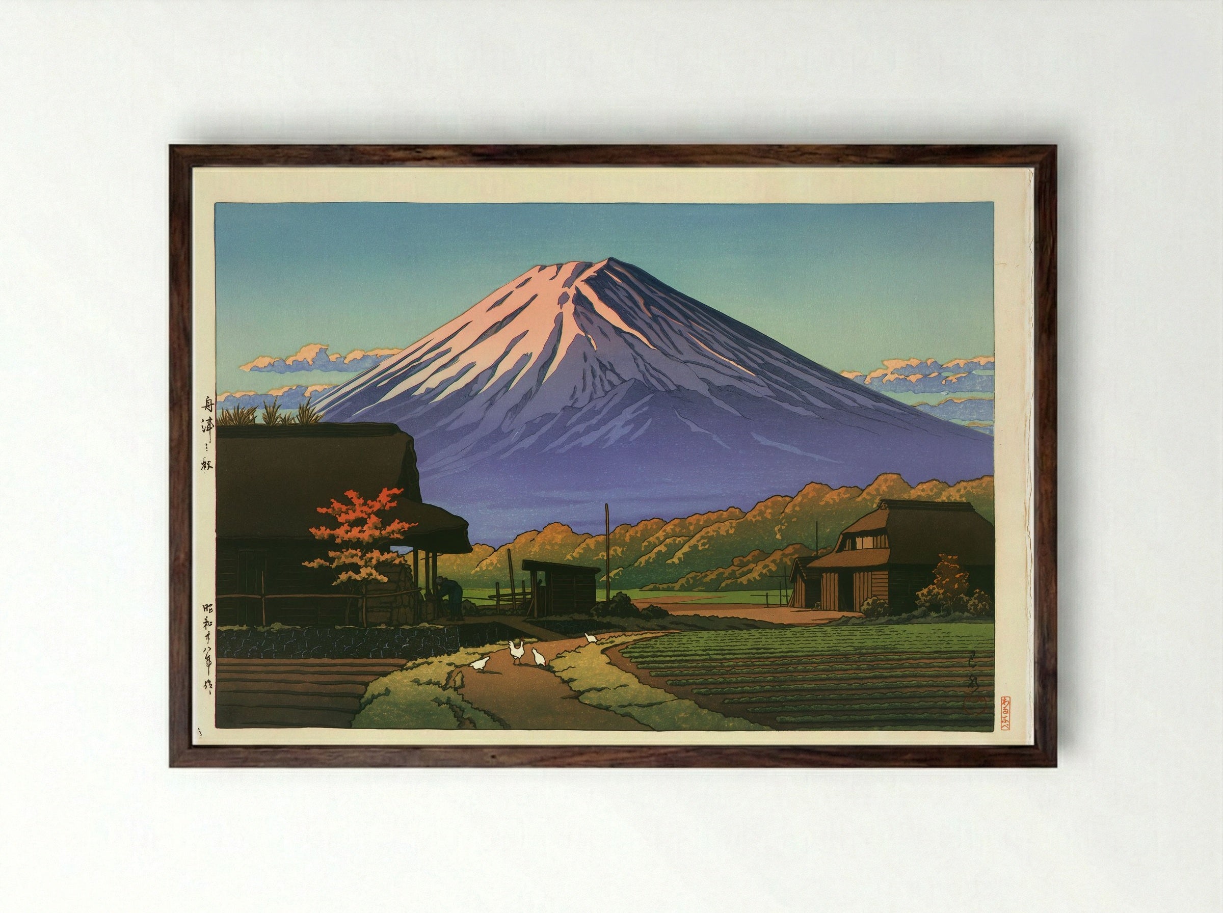 Autumn at Funatsu, Near Lake Kawaguchi - Hasui Kawase - Framed Print Dark Wood