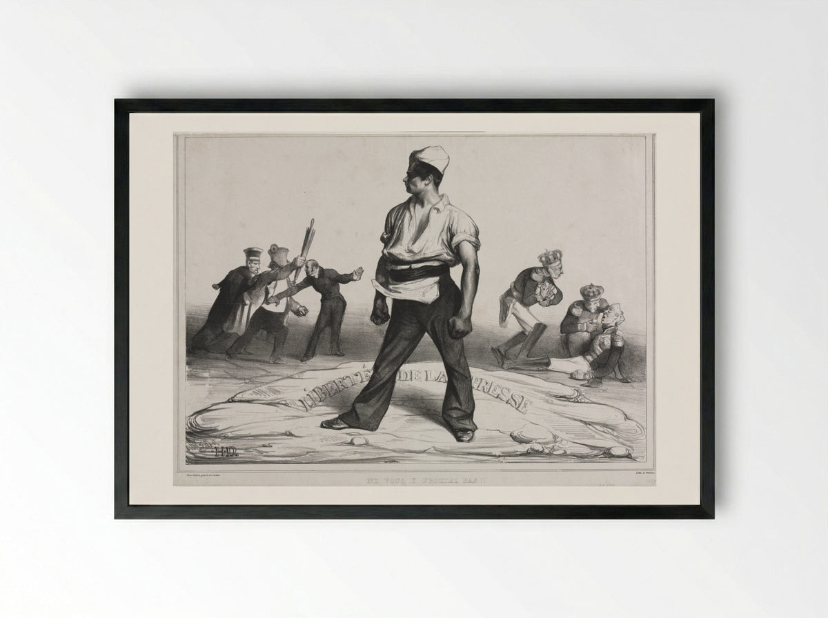 Ne vous y frottez pas! - Honoré Daumier - Framed Print Black