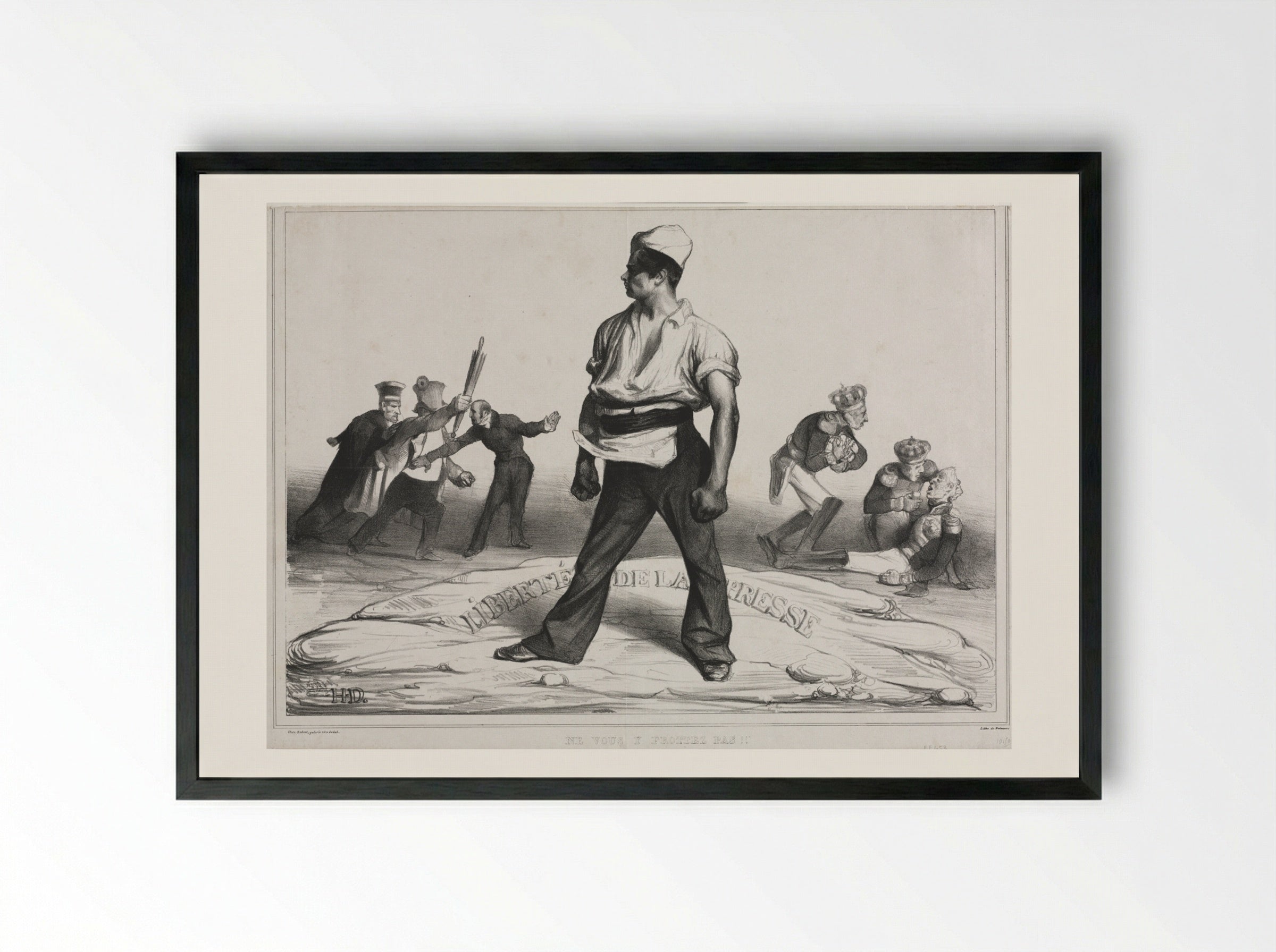 Ne vous y frottez pas! - Honoré Daumier - Framed Print Black