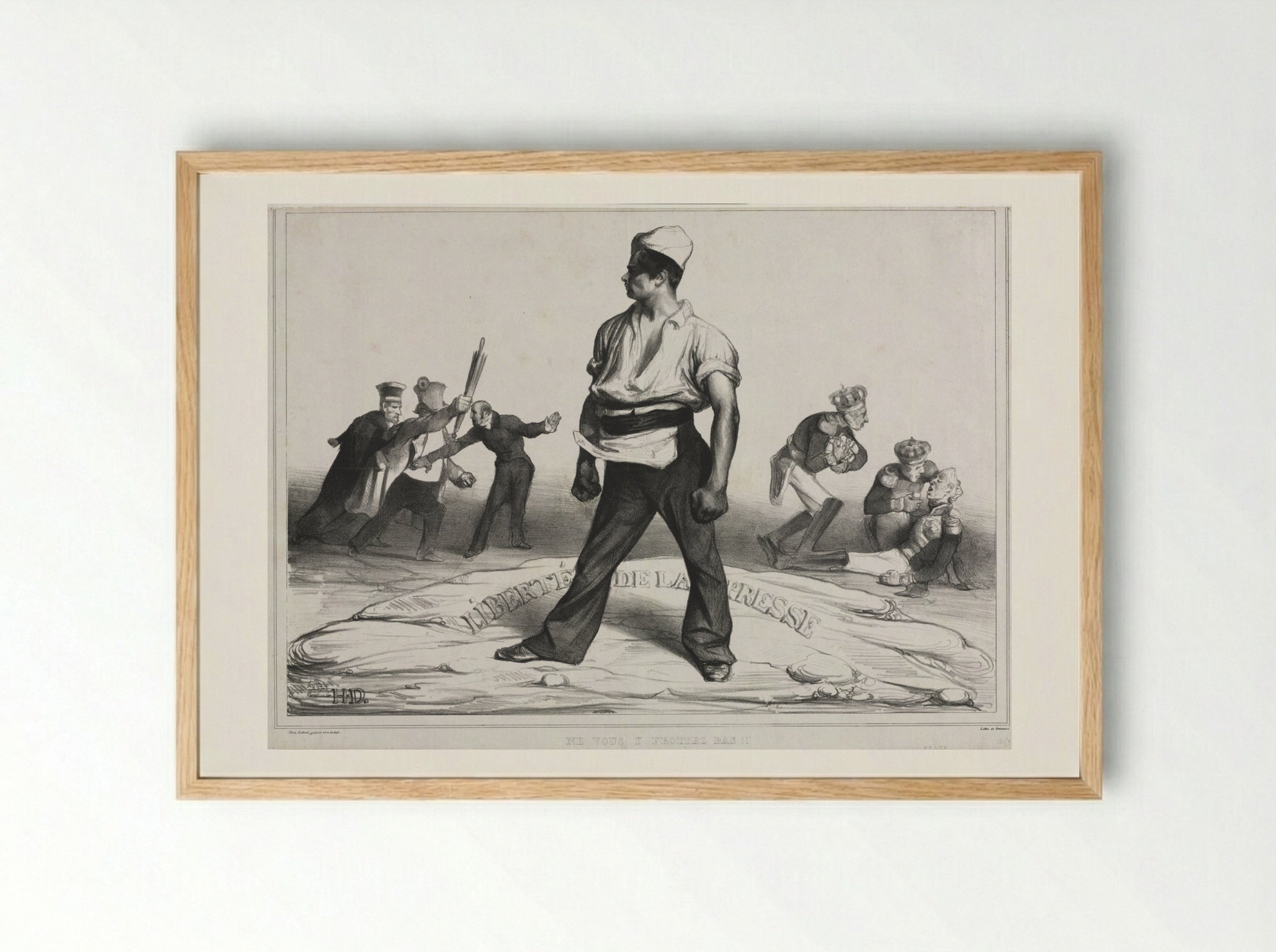 Ne vous y frottez pas! - Honoré Daumier - Framed Print Wood