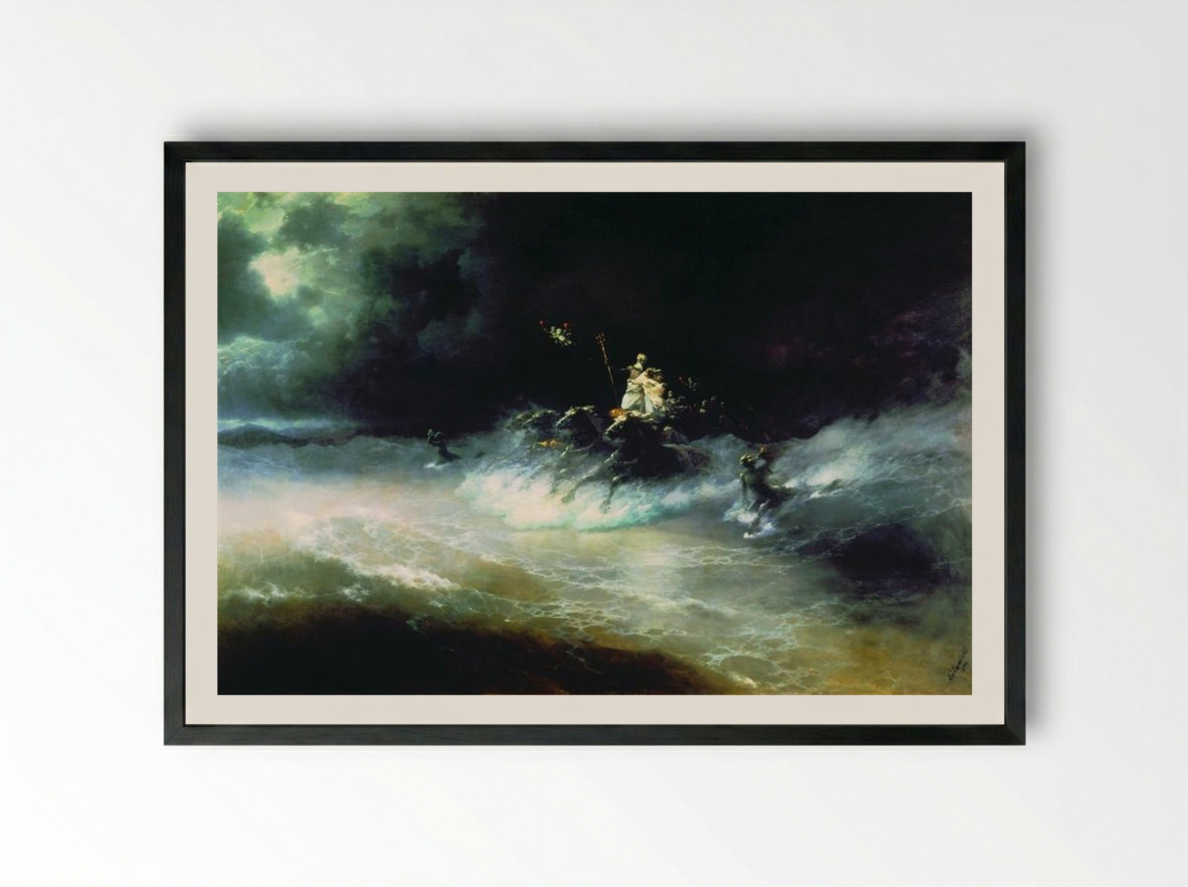 Travel of Poseidon by Sea - Ivan Aivazovsky - Framed Print Black