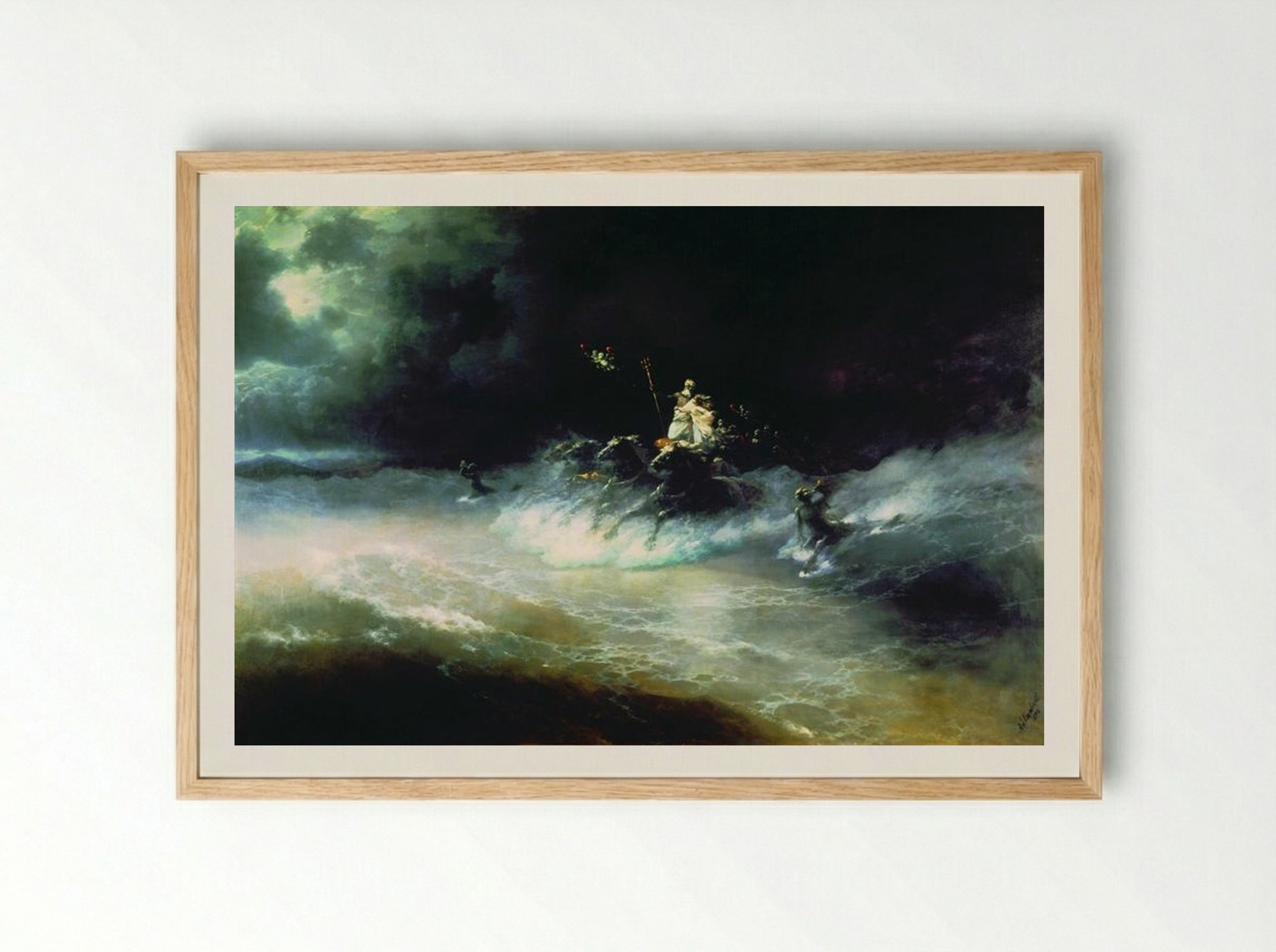 Travel of Poseidon by Sea - Ivan Aivazovsky - Framed Print Wood