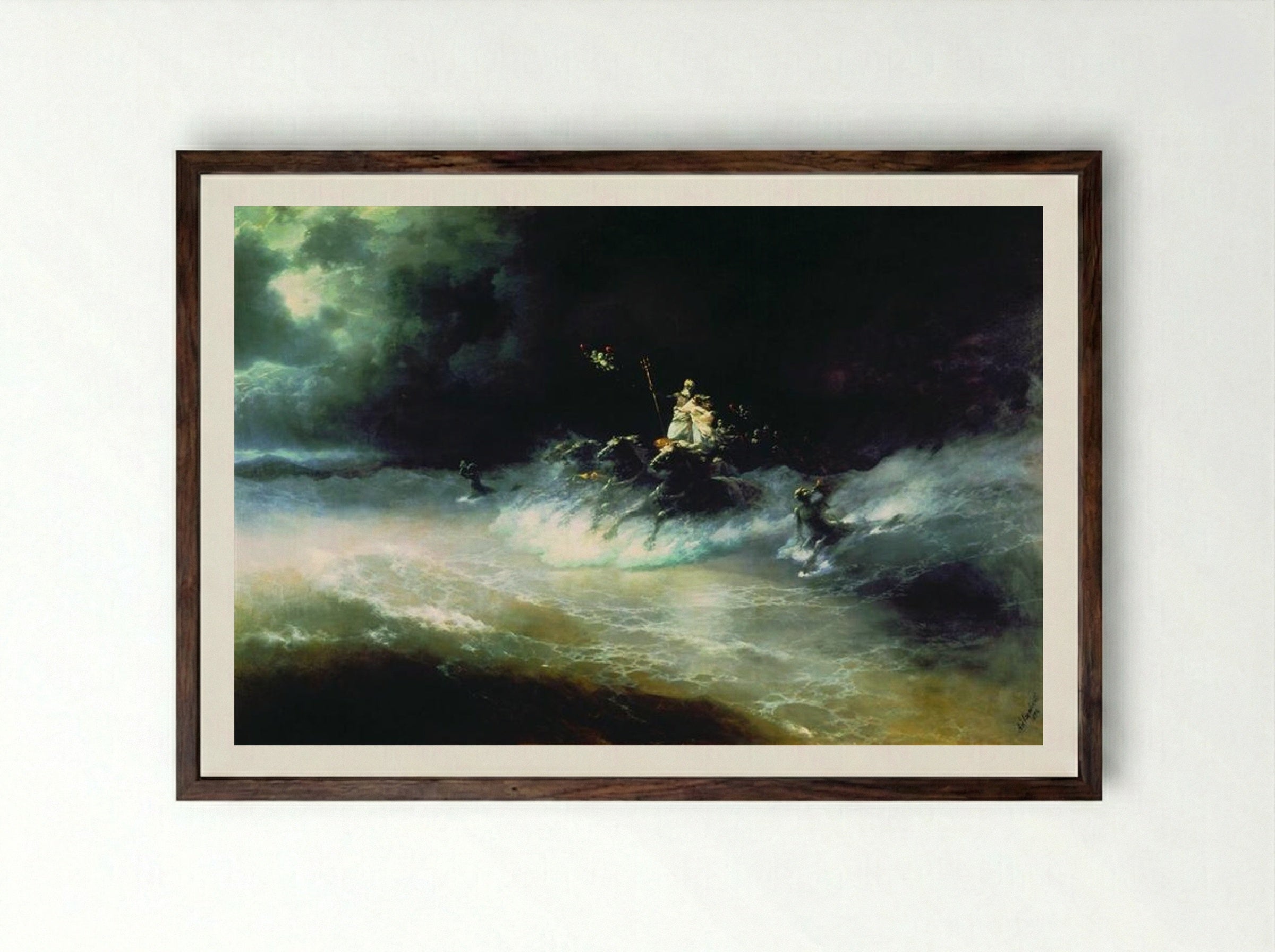 Travel of Poseidon by Sea - Ivan Aivazovsky - Framed Print Dark Wood