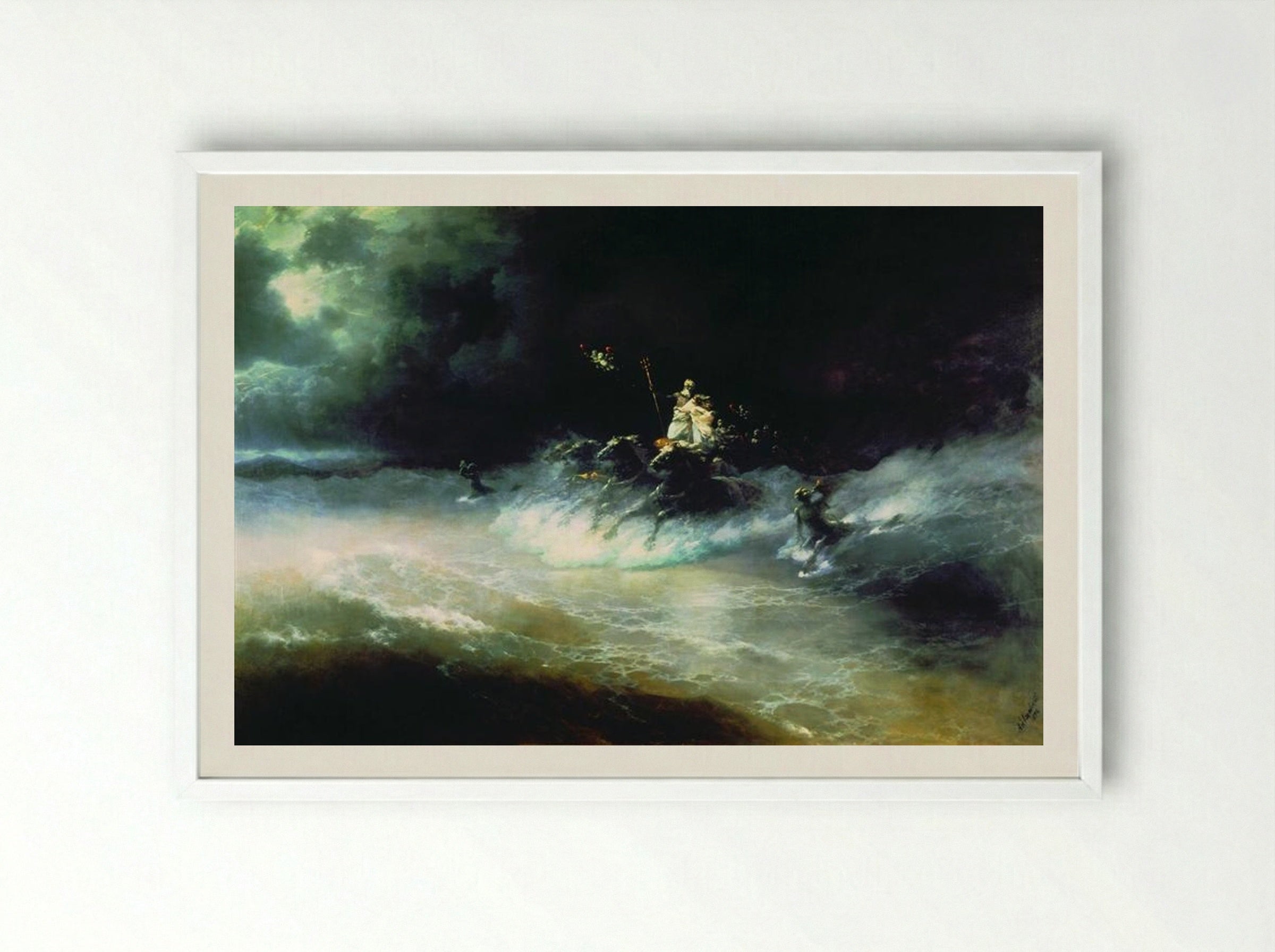 Travel of Poseidon by Sea - Ivan Aivazovsky - Framed Print White