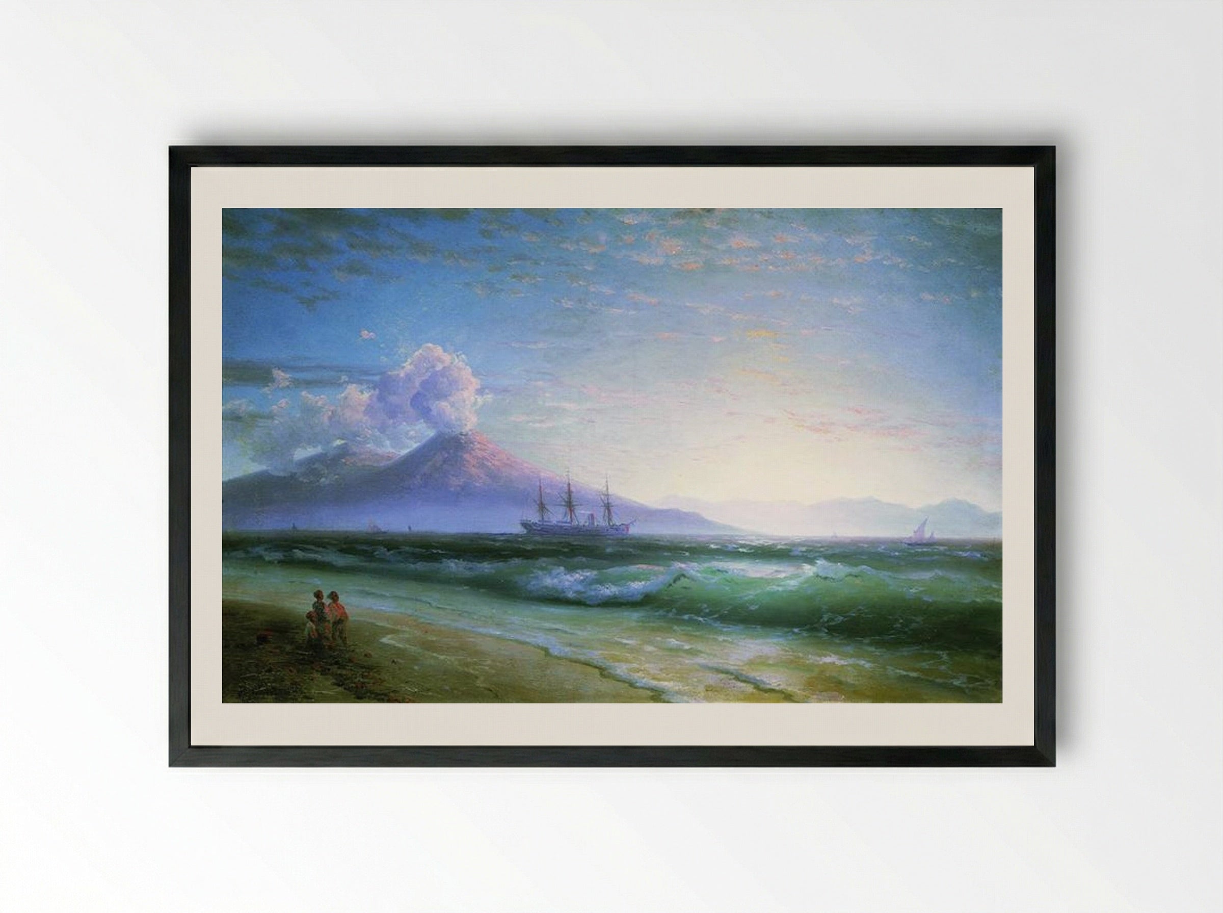 The Bay of Naples early in the morning - Ivan Aivazovsky - Framed Print Black