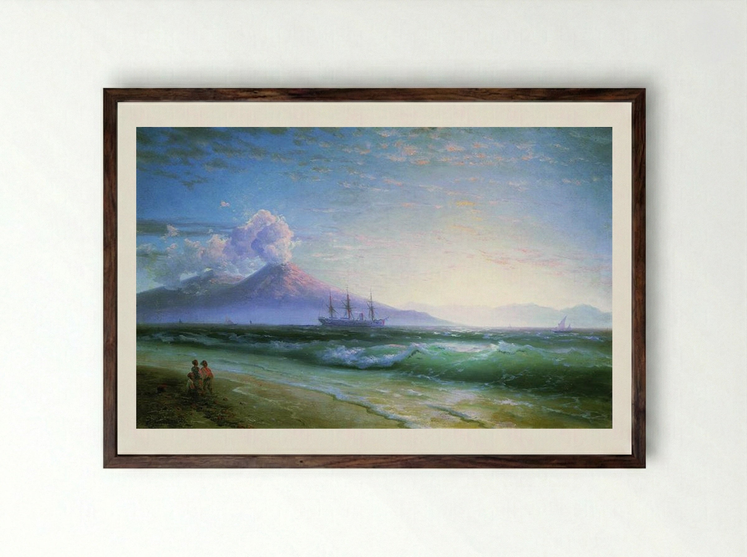The Bay of Naples early in the morning - Ivan Aivazovsky - Framed Print Dark Wood