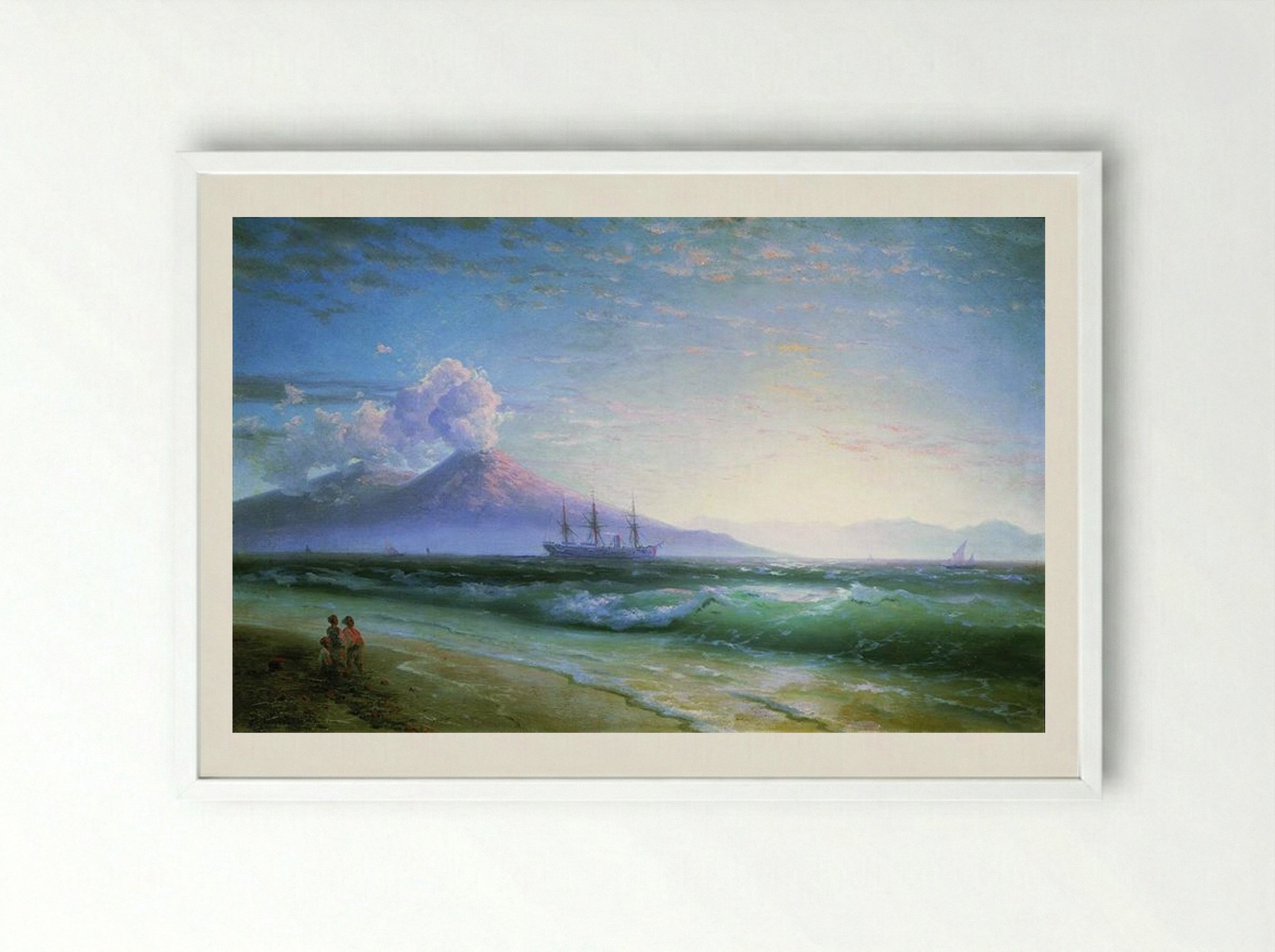 The Bay of Naples early in the morning - Ivan Aivazovsky - Framed Print White