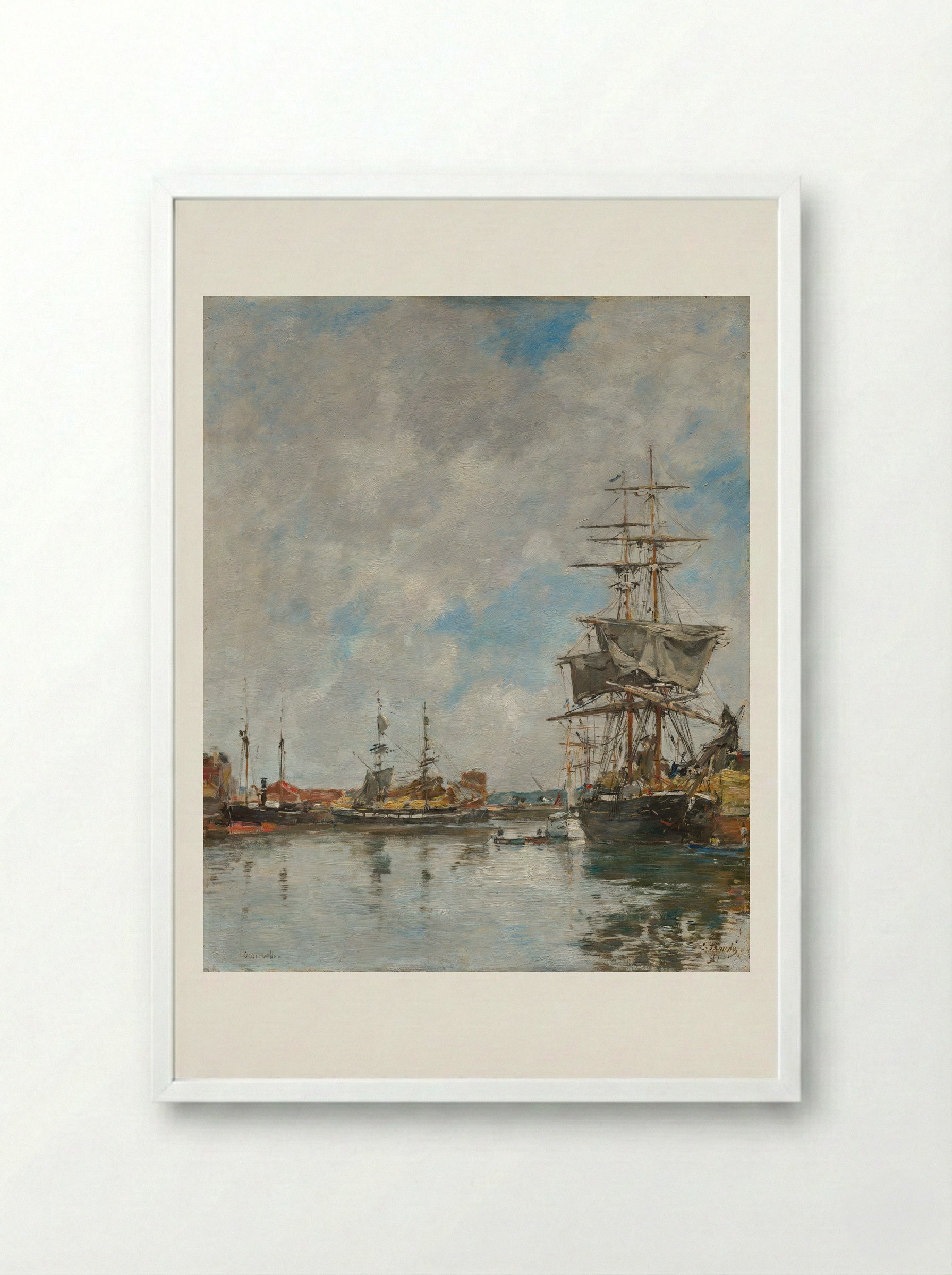 Deauville, the Dock - Eugène Boudin - Framed Print White