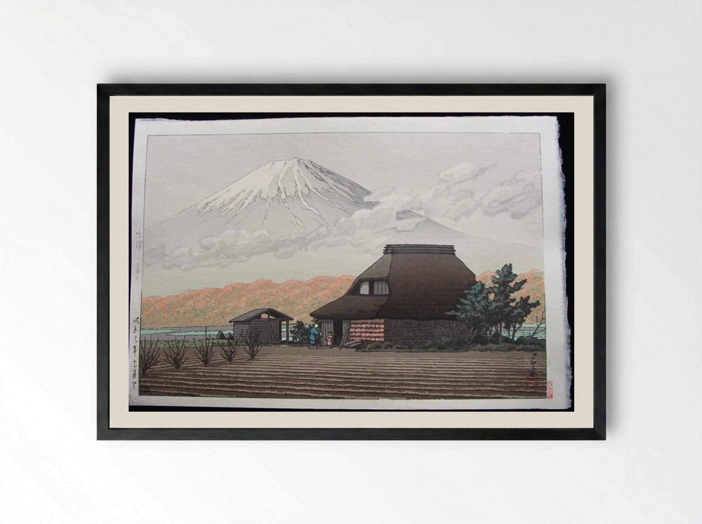 Mount Fuji from Narusawa in Autumn - Hasui Kawase - Framed Print Black
