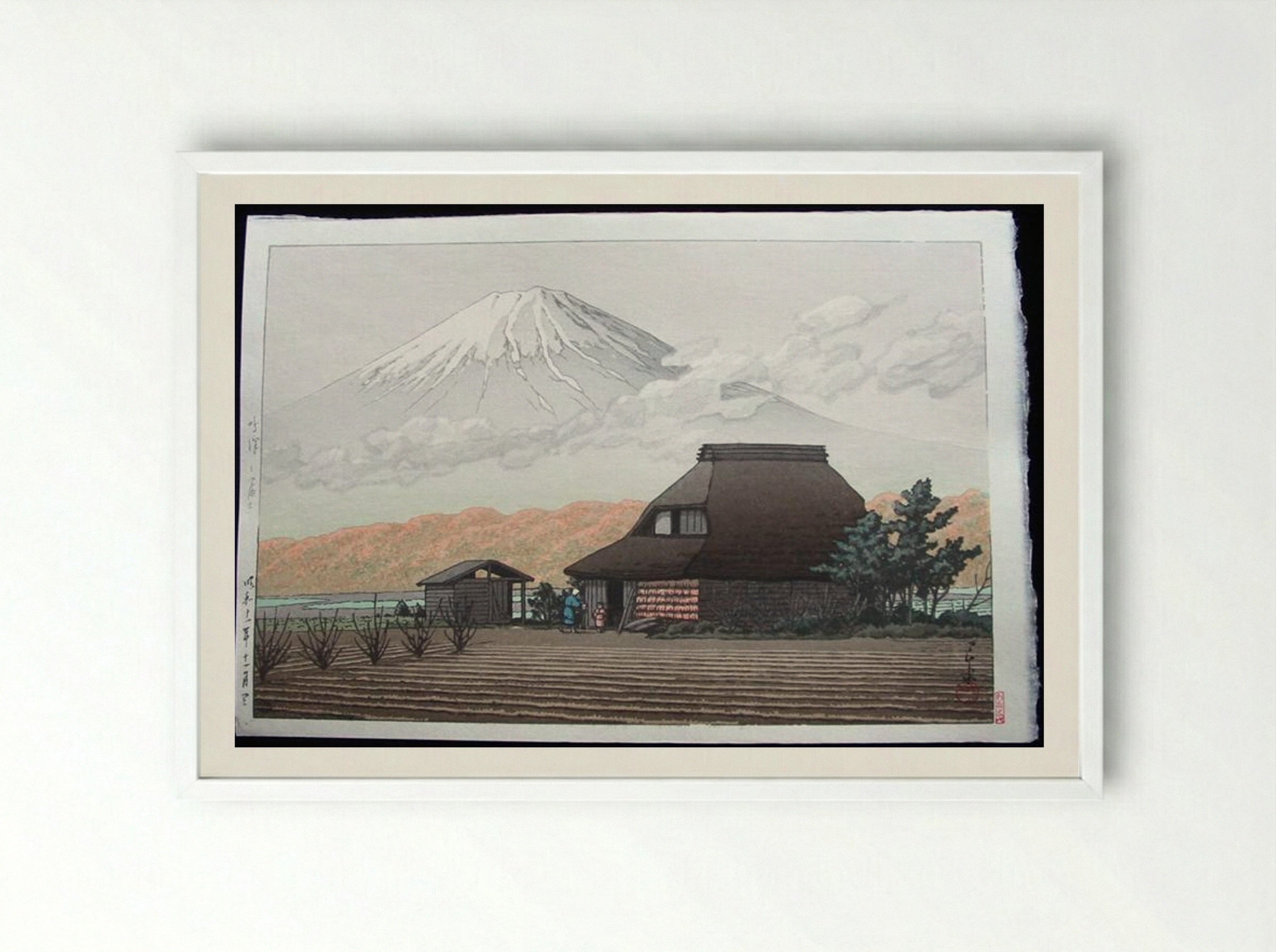 Mount Fuji from Narusawa in Autumn - Hasui Kawase - Framed Print White