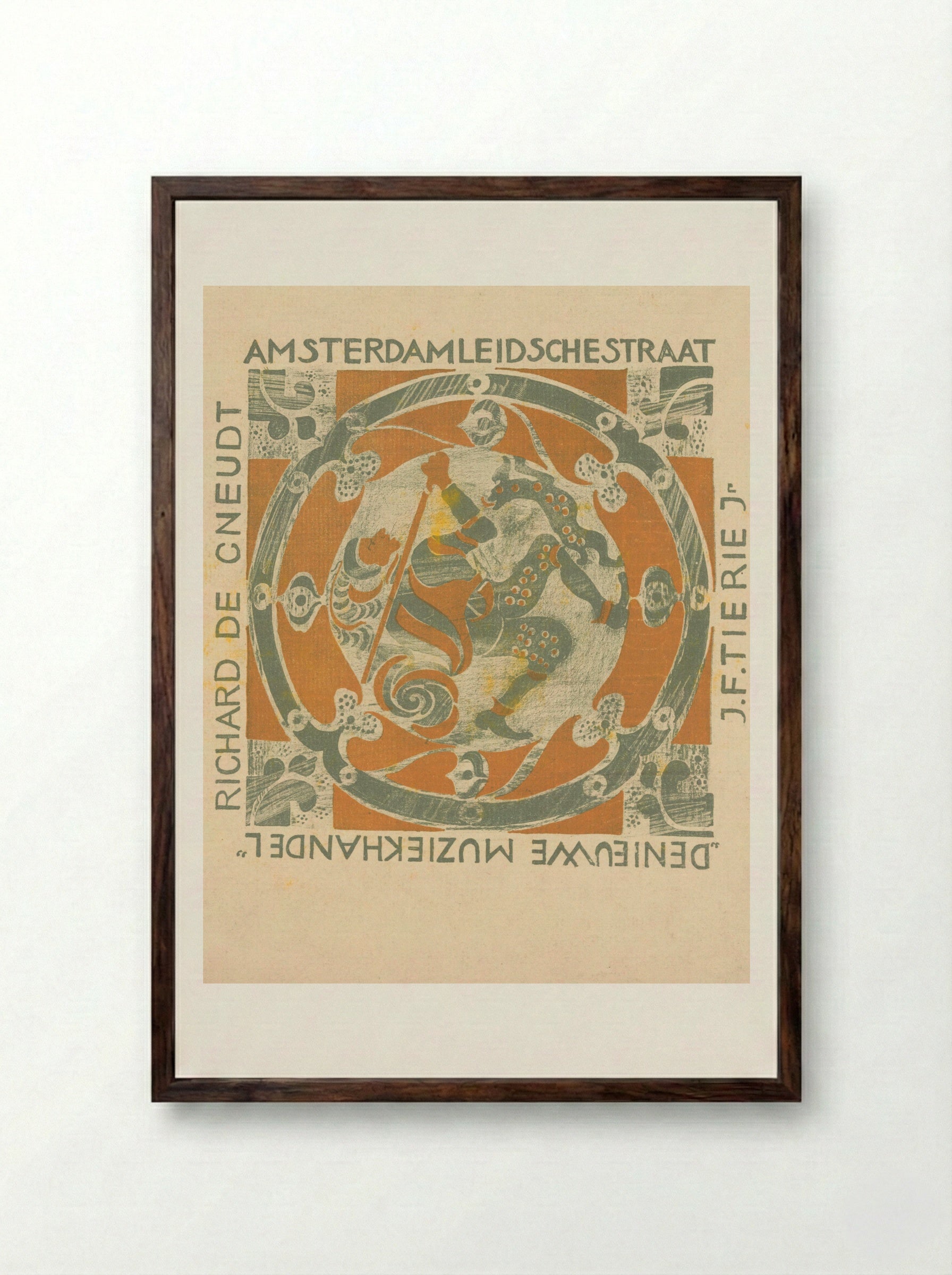 Omslag van muziekstuk 't Koningskind - Carel Adolph Lion Cachet - Framed Print Dark Wood