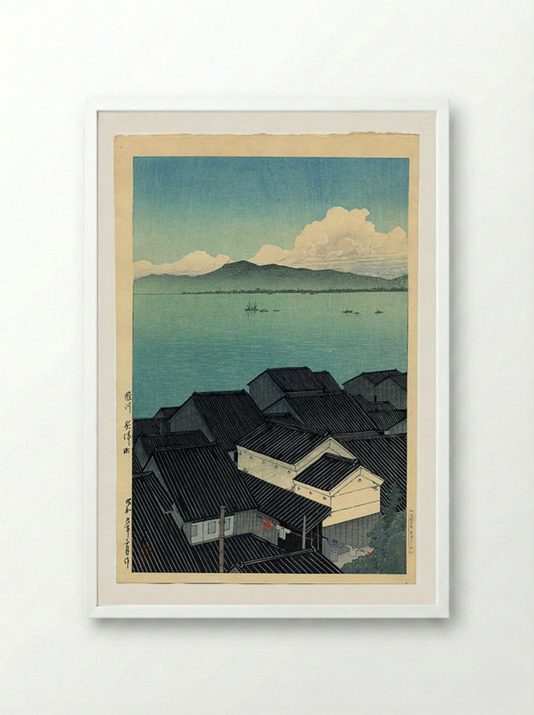 Okitsu-cho, Suruga - Hasui Kawase - Framed Print White