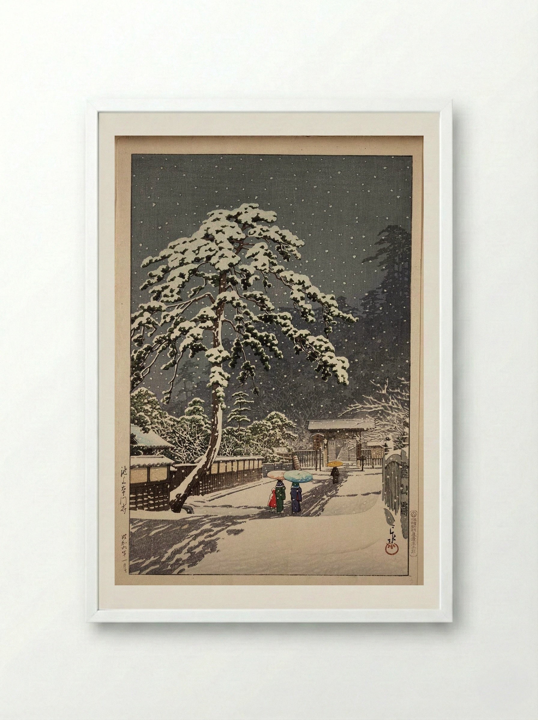 Ikegami Honmonji Temple - Hasui Kawase - Framed Print White