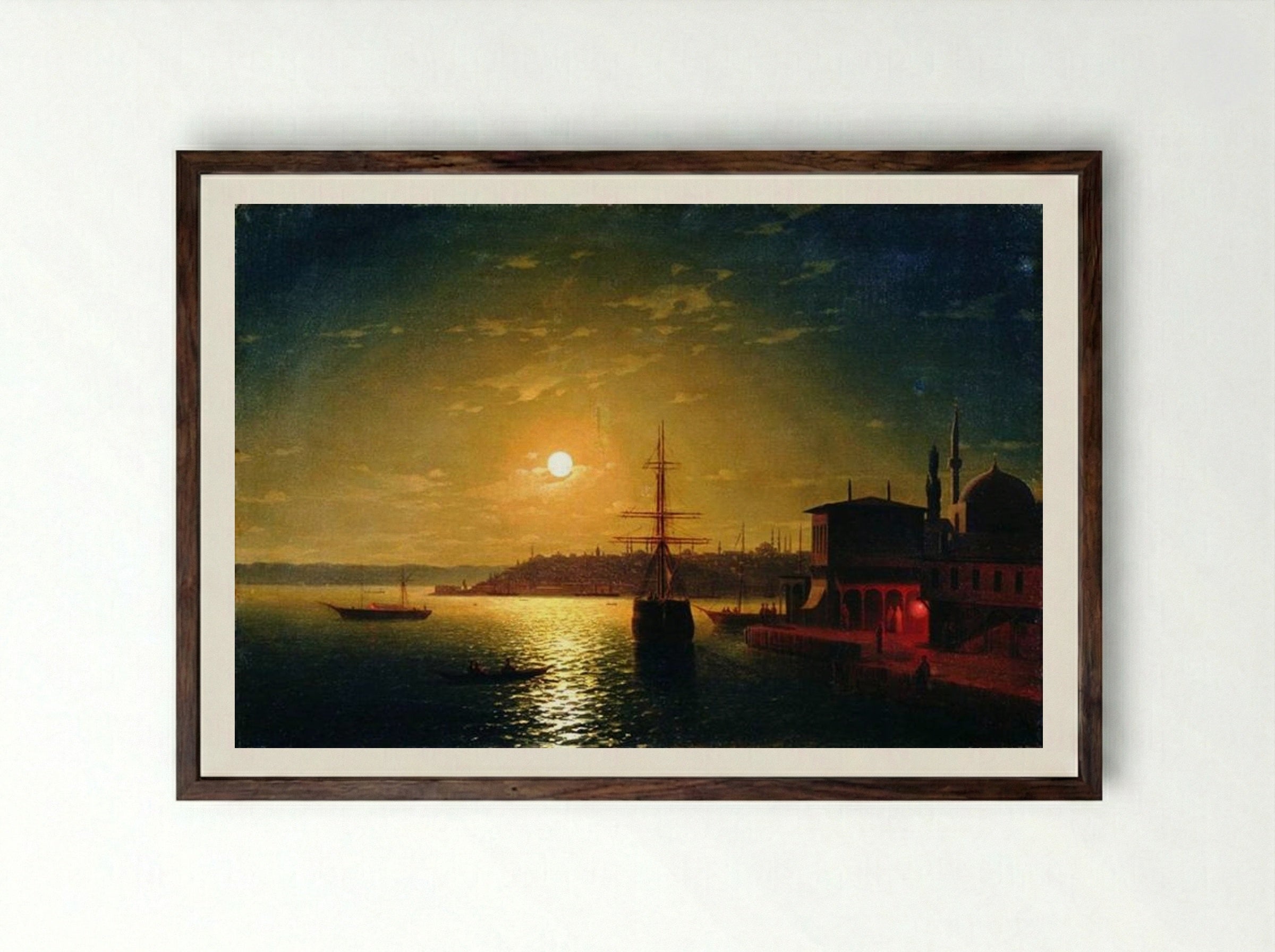 The Bay of the Golden Horn - Ivan Aivazovsky - Framed Print Dark Wood