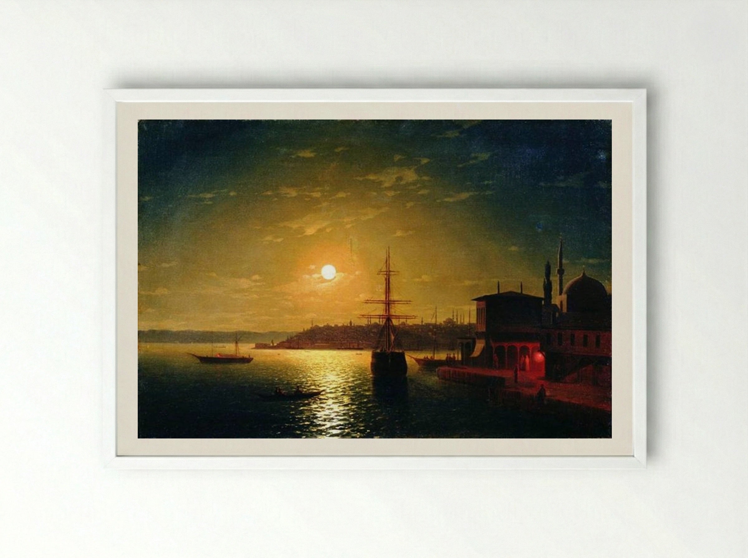 The Bay of the Golden Horn - Ivan Aivazovsky - Framed Print White
