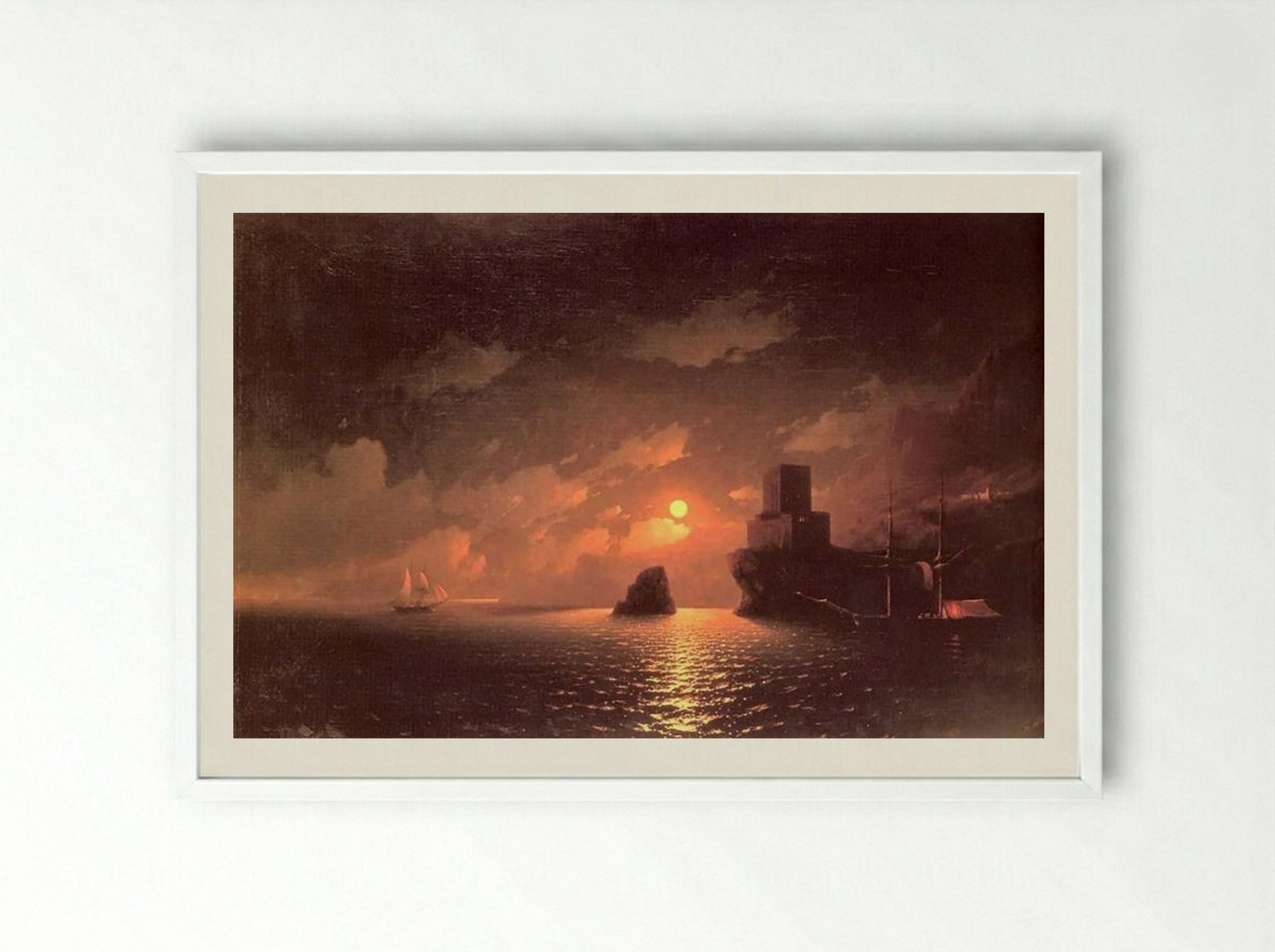 Lunar Night - Ivan Aivazovsky - Framed Print White