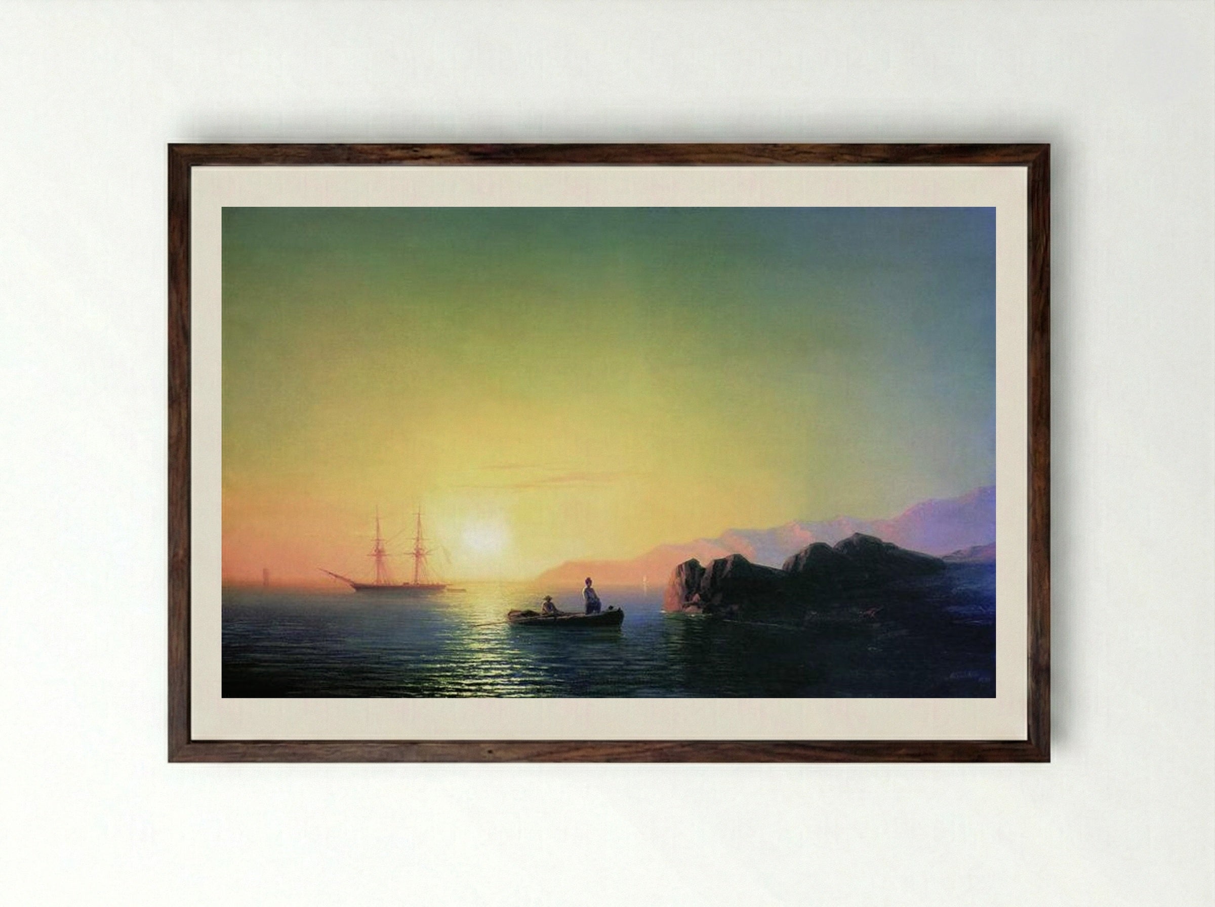 Sunset at the Crimean Coast - Ivan Aivazovsky - Framed Print Dark Wood