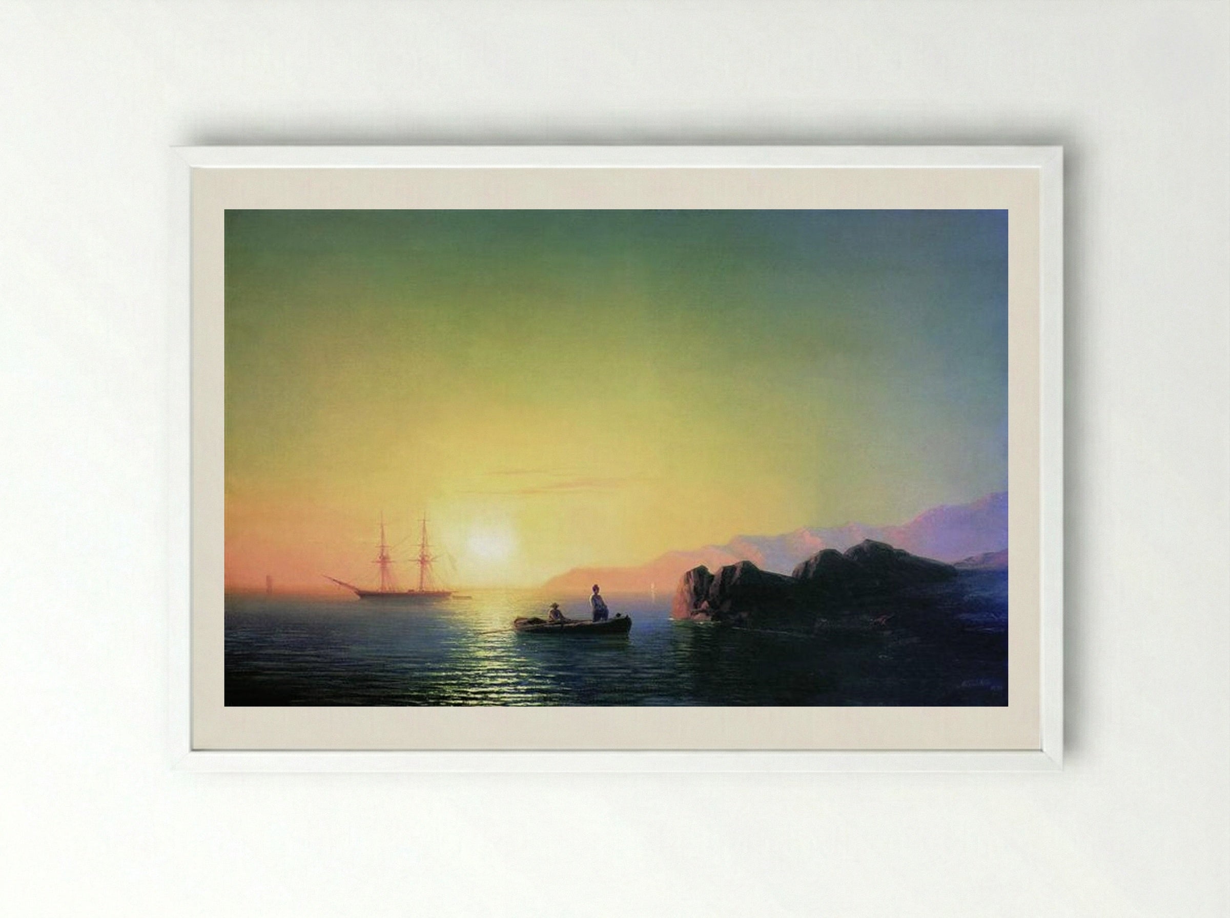 Sunset at the Crimean Coast - Ivan Aivazovsky - Framed Print White
