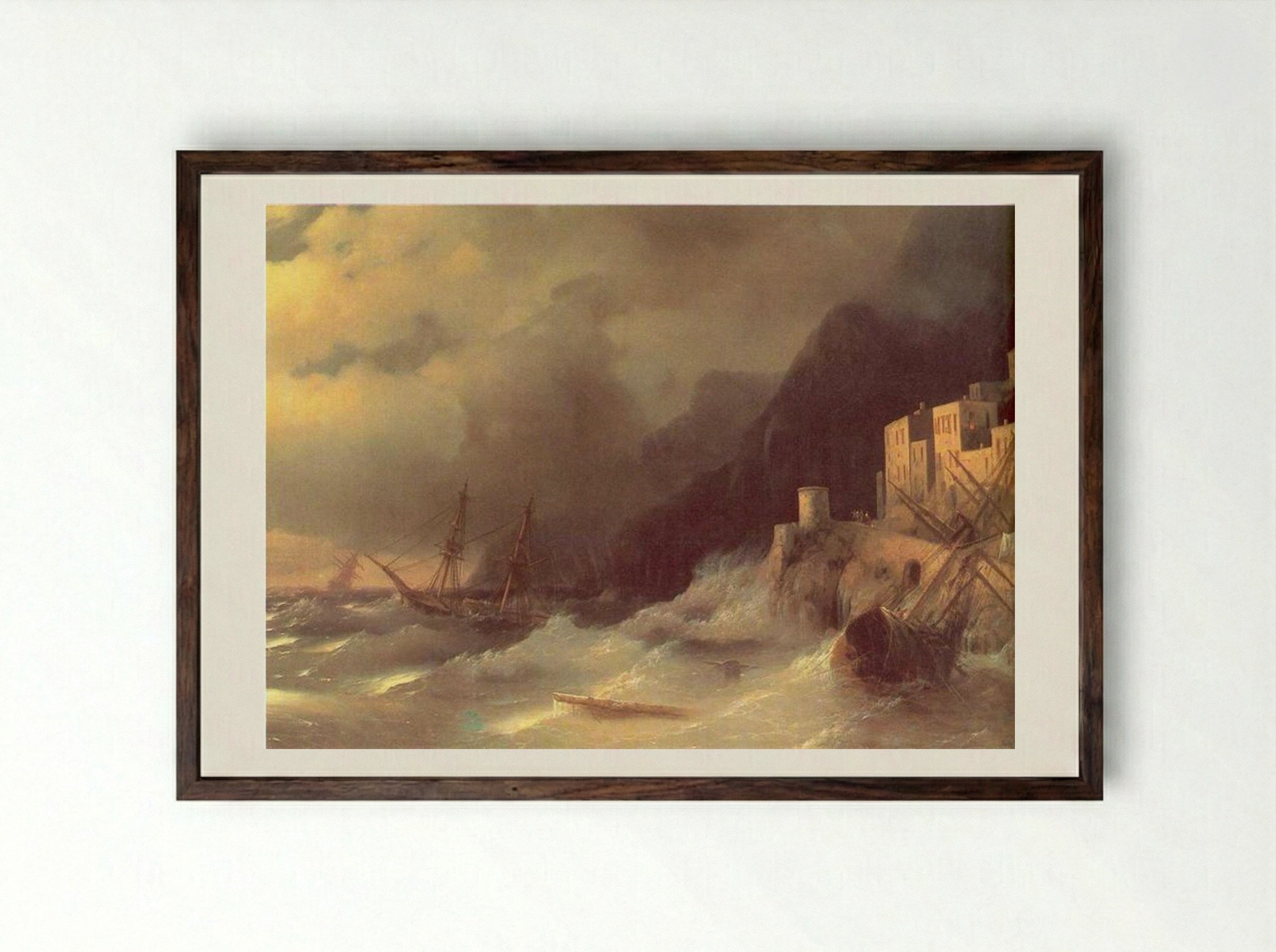 Tempest - Ivan Aivazovsky - Framed Print Dark Wood