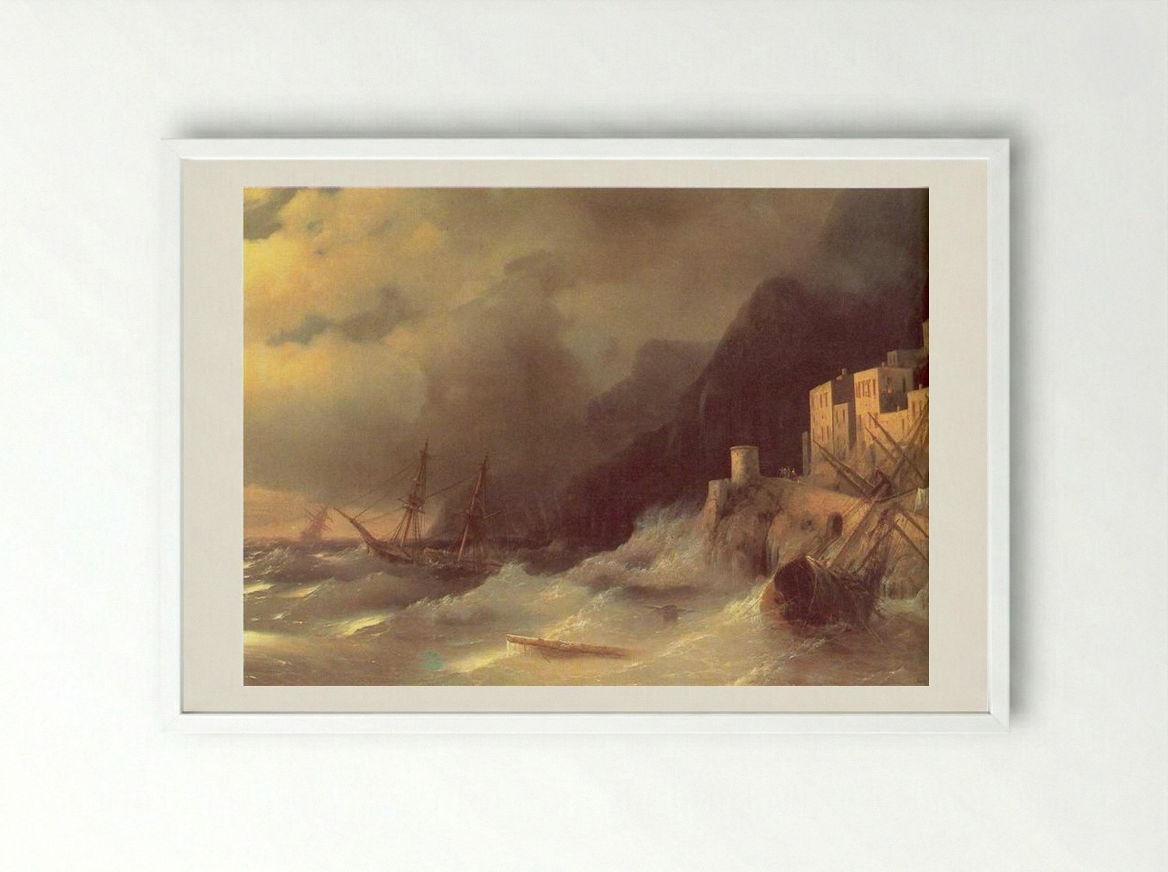 Tempest - Ivan Aivazovsky - Framed Print White