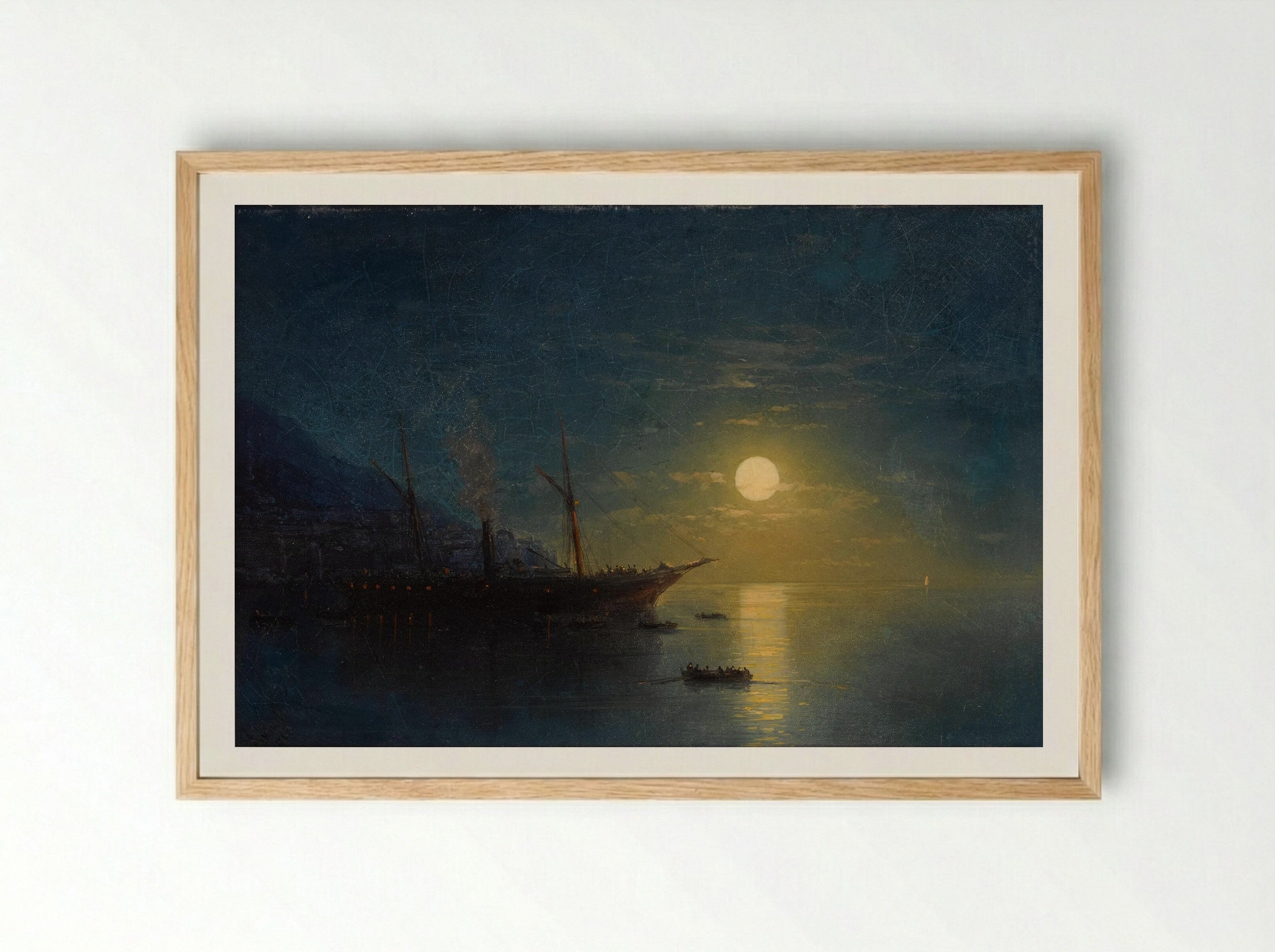 Moonlit Night Beside the Sea - Ivan Aivazovsky - Framed Print Wood
