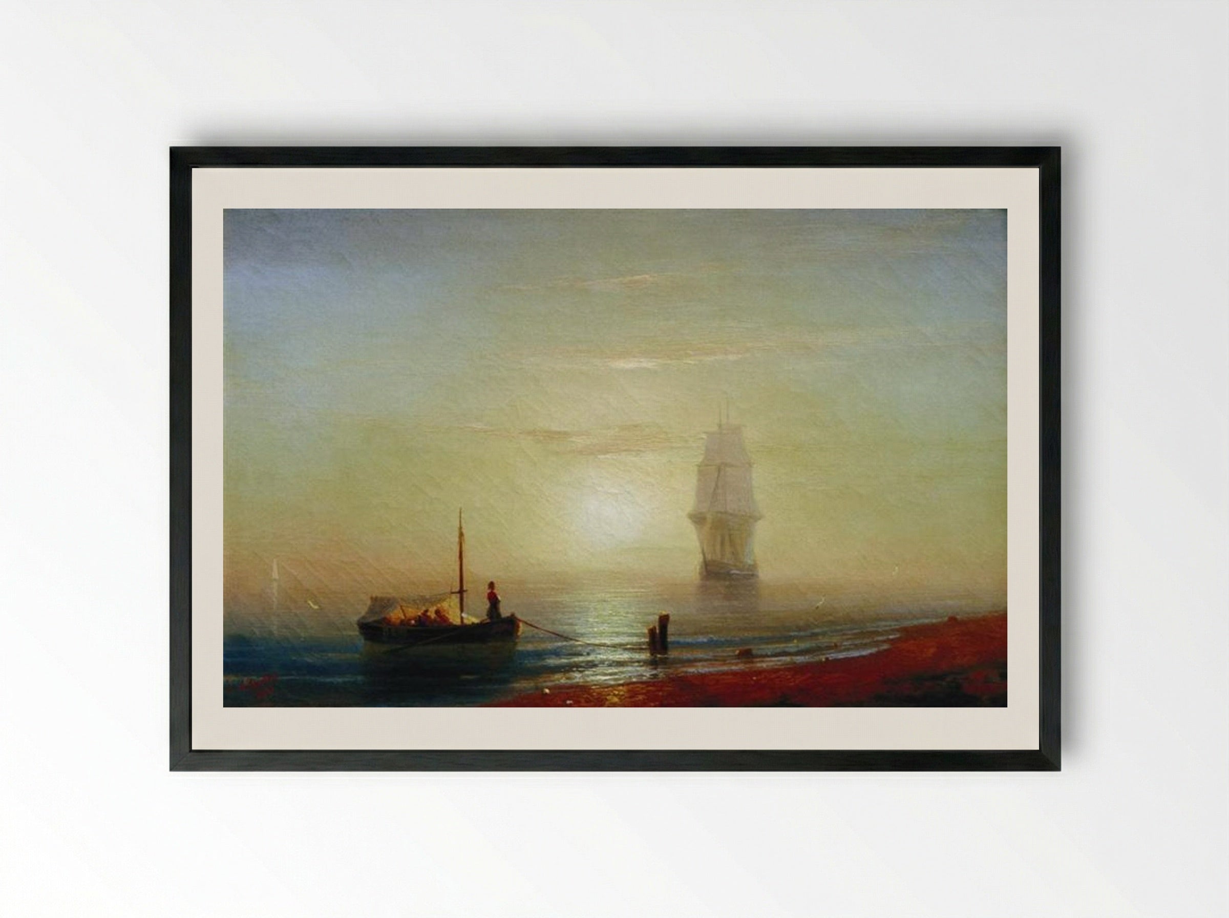 The Sunset on the Sea - Ivan Aivazovsky - Framed Print Black