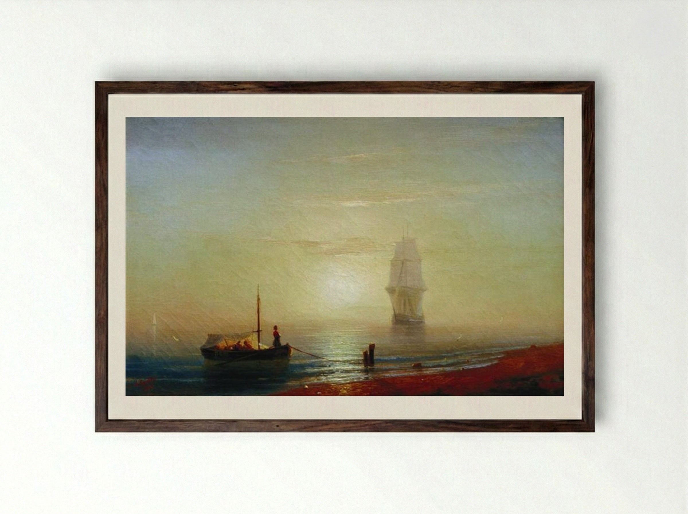The Sunset on the Sea - Ivan Aivazovsky - Framed Print Dark Wood