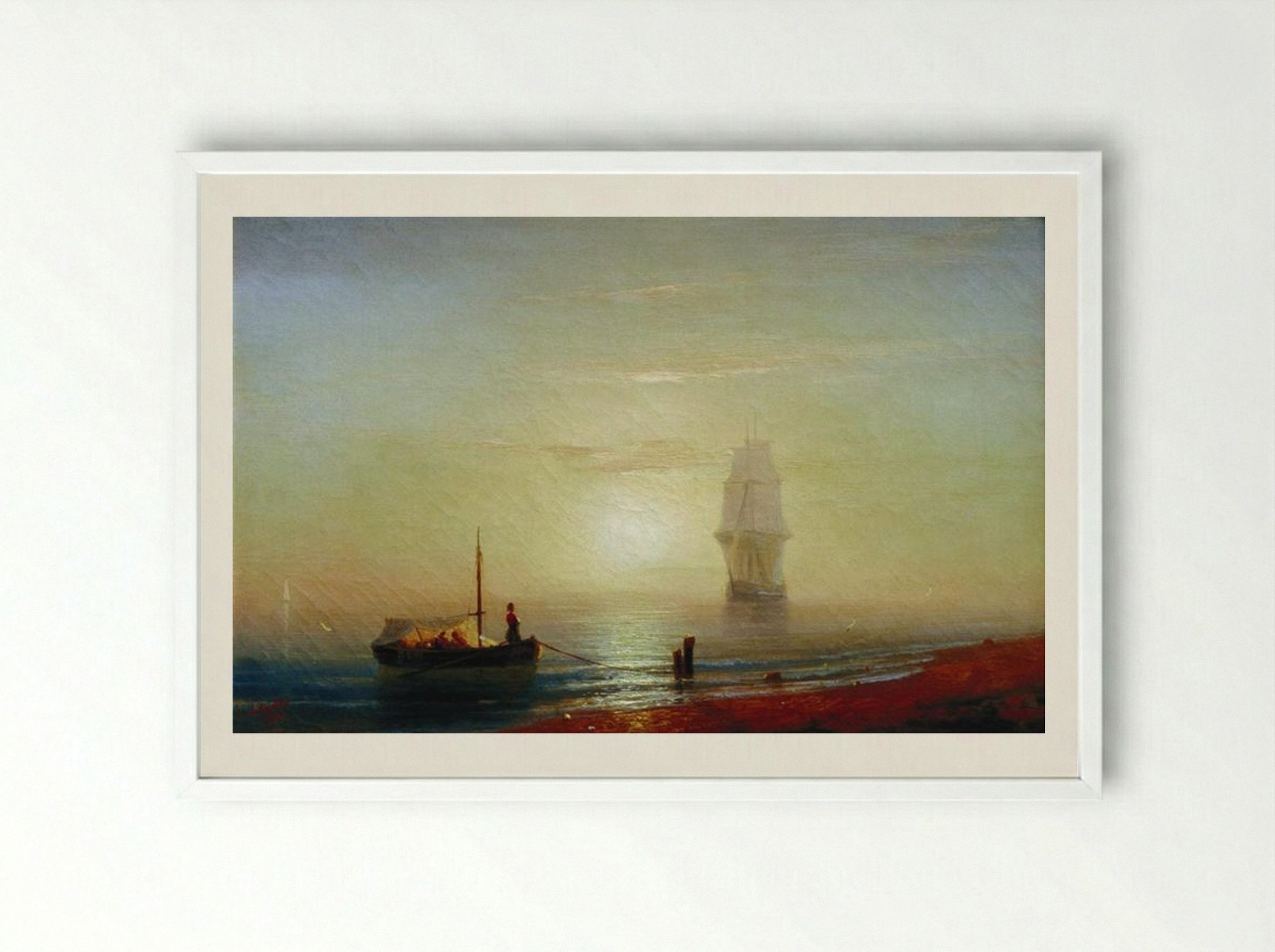 The Sunset on the Sea - Ivan Aivazovsky - Framed Print White