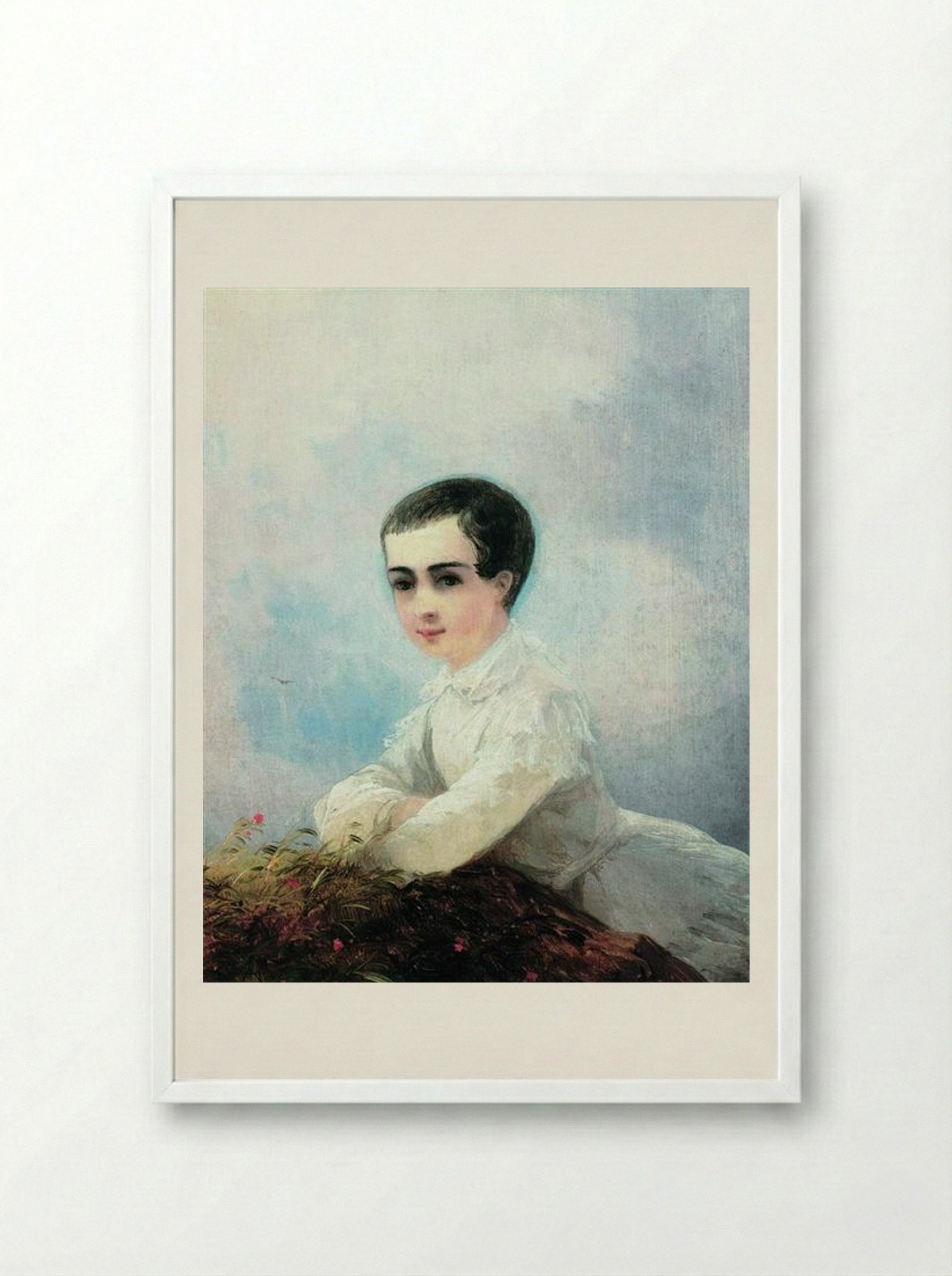 Portrait of I. Lazarev - Ivan Aivazovsky - Framed Print White