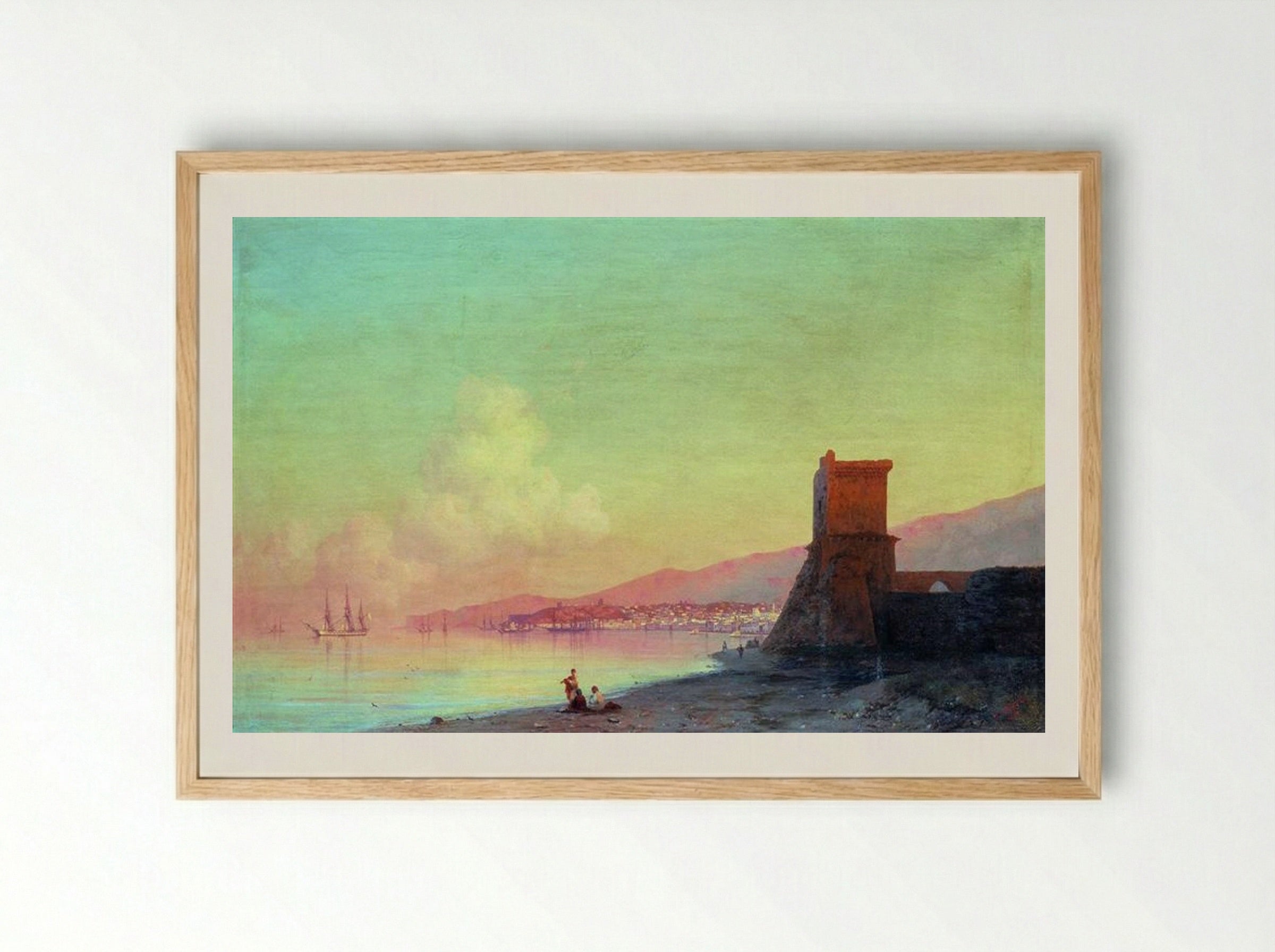 Sunrise in Feodosia - Ivan Aivazovsky - Framed Print Wood