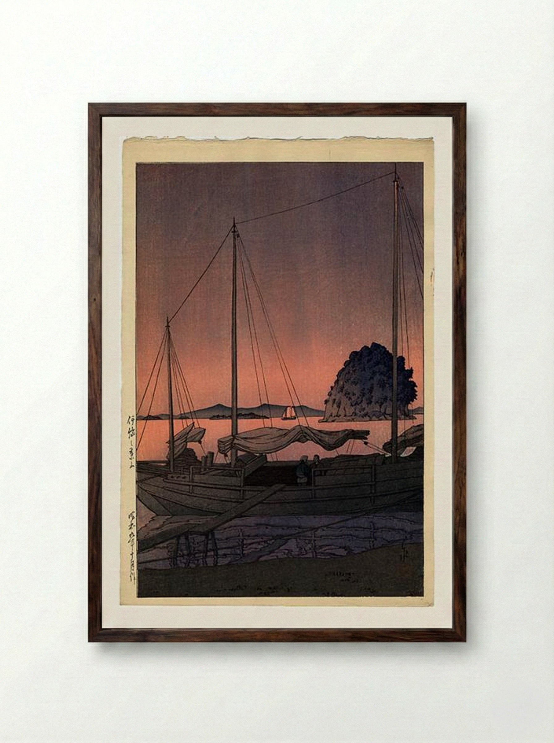 Hayama, Iyo - Hasui Kawase - Framed Print Dark Wood