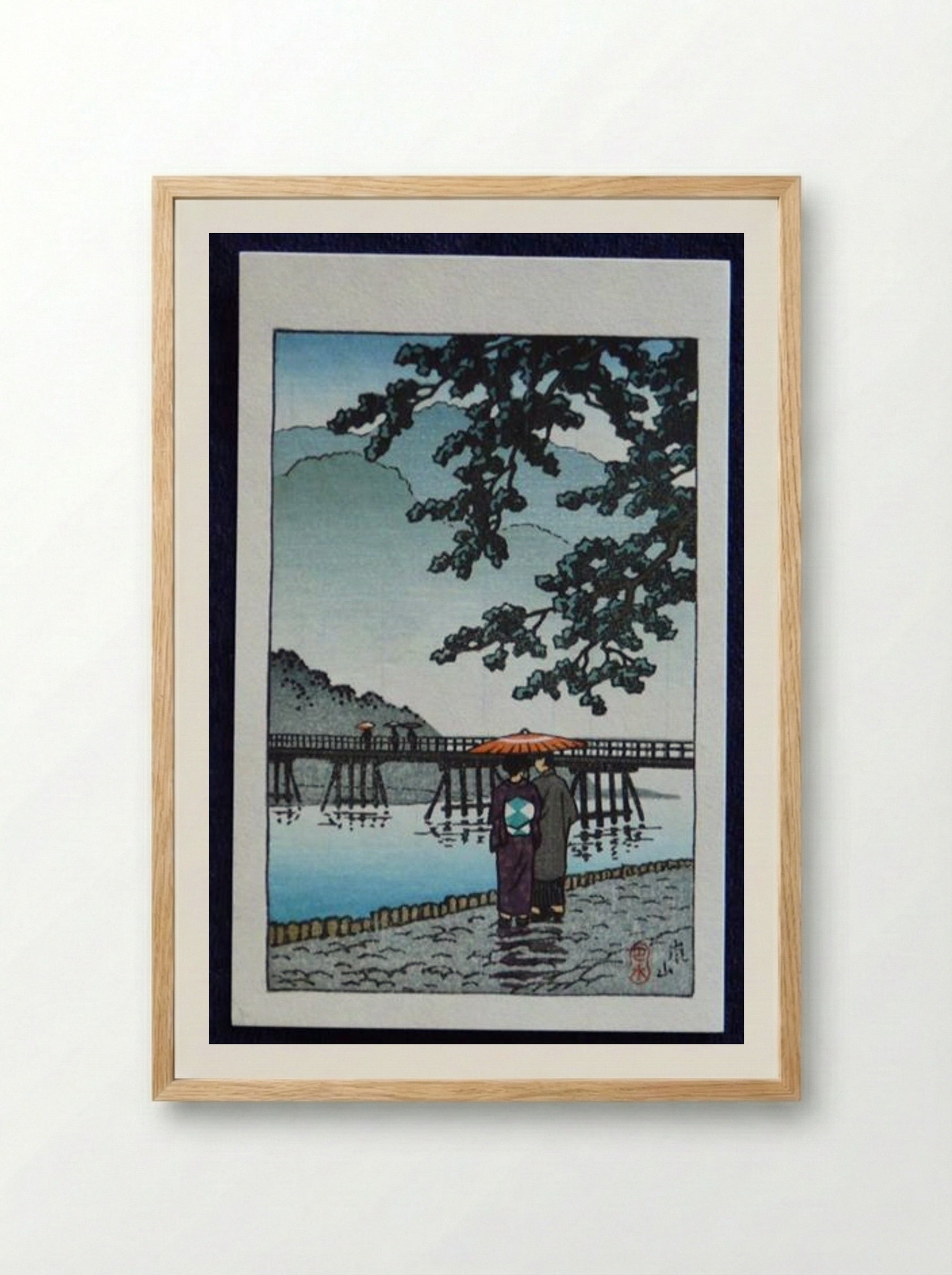 Light Rain at Arishiyama - Hasui Kawase - Framed Print Wood